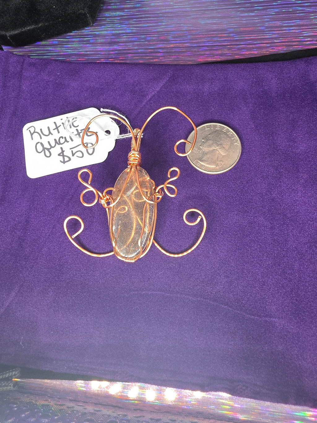 Rutilated Quartz Butterfly Pendant