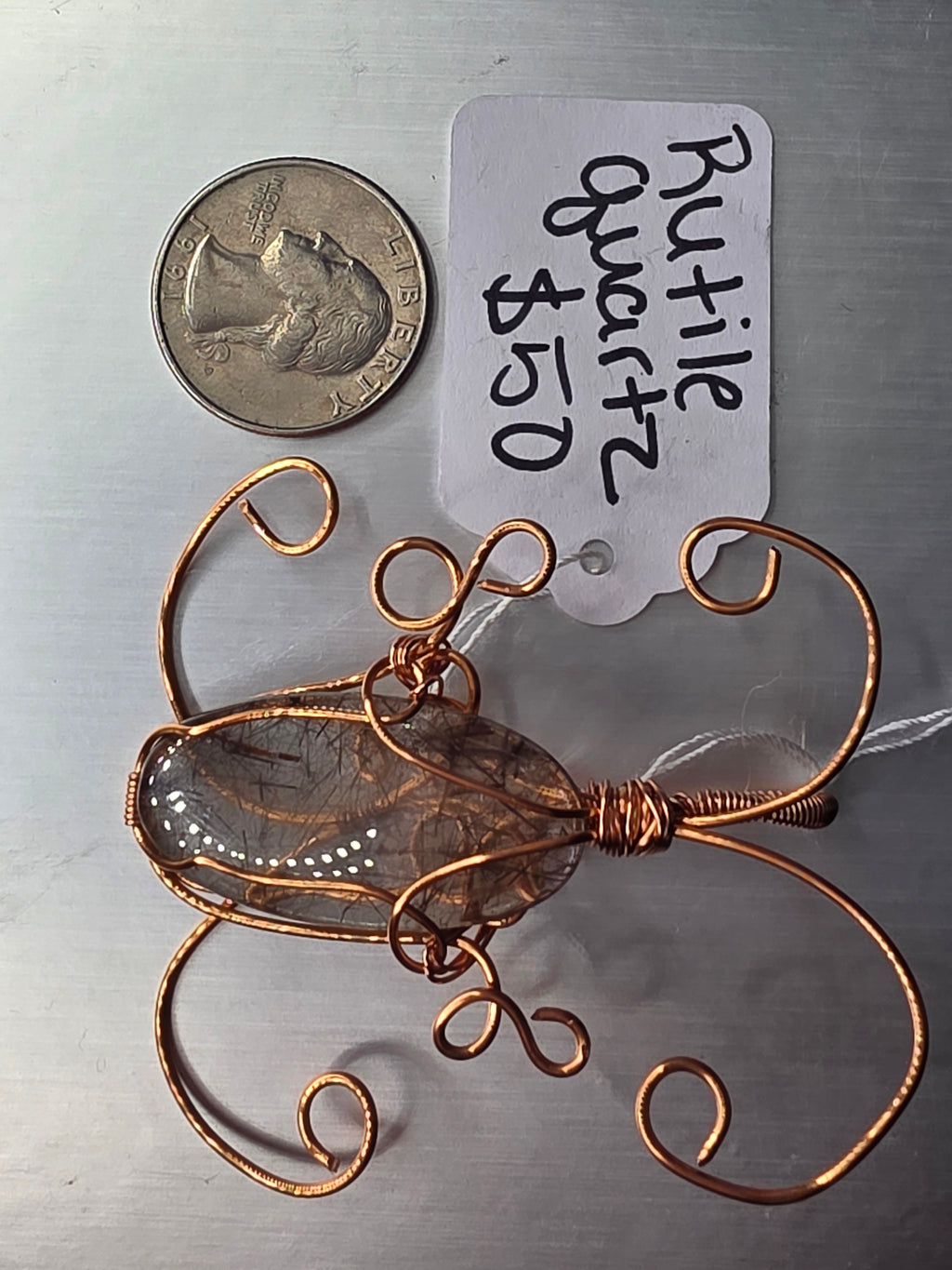 Rutilated Quartz Butterfly Pendant