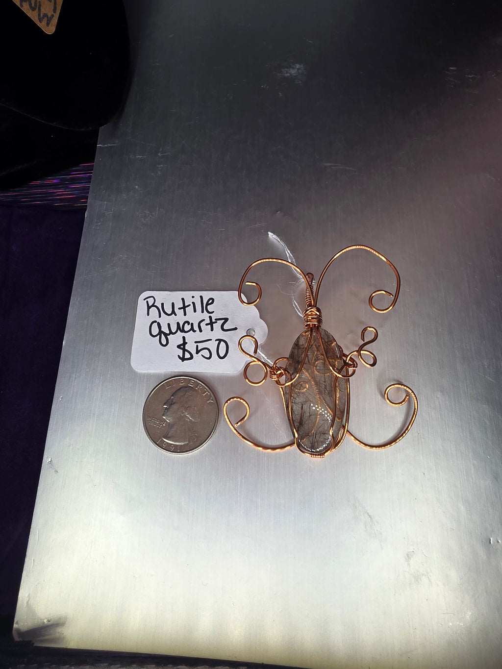 Rutilated Quartz Butterfly Pendant