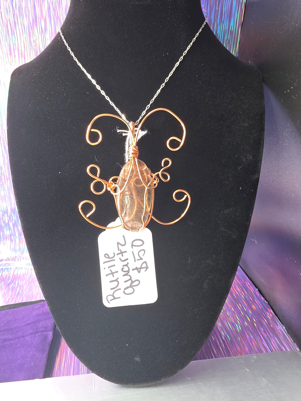 Rutilated Quartz Butterfly Pendant
