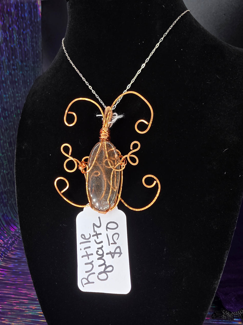 Rutilated Quartz Butterfly Pendant