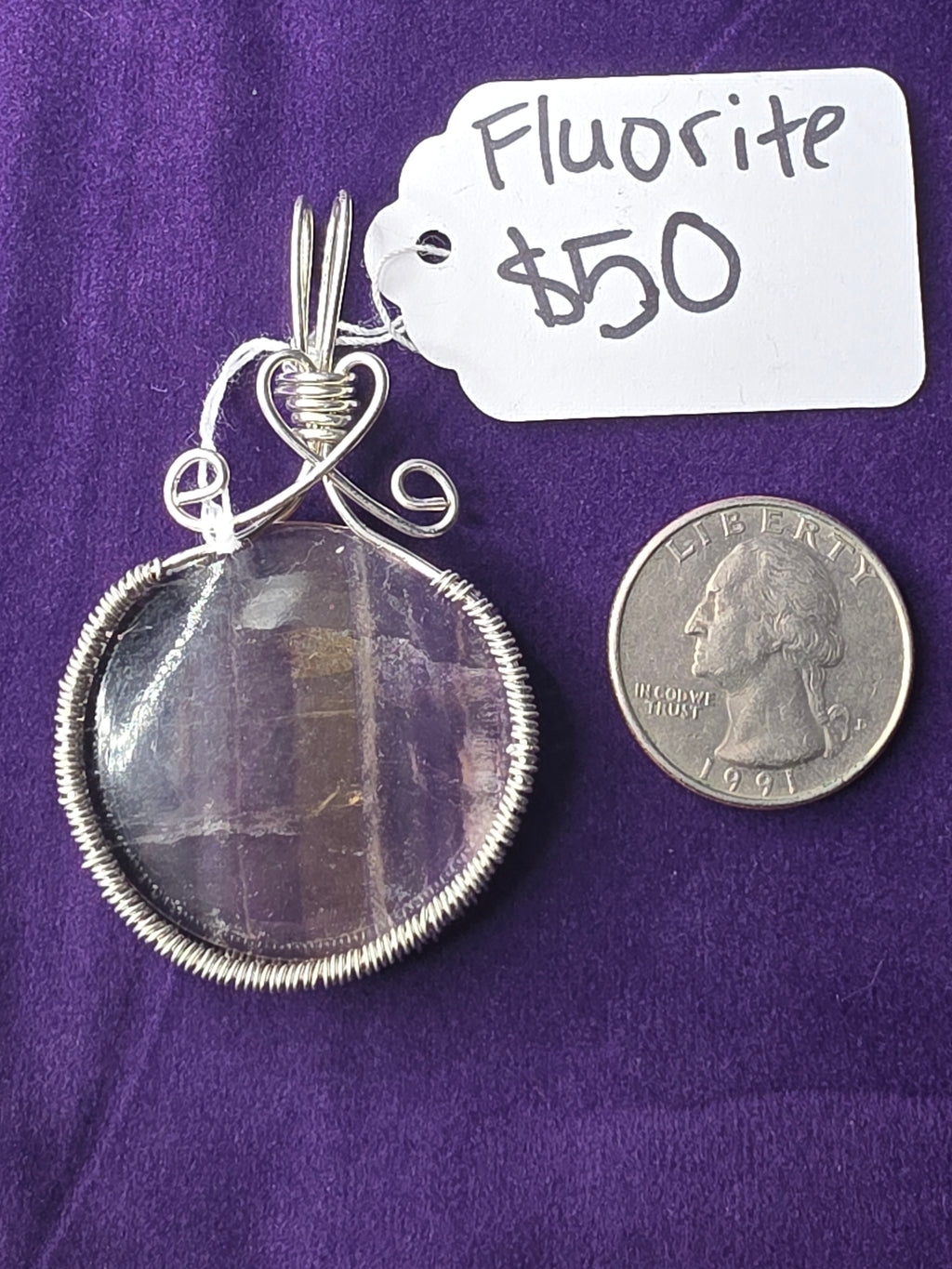 Rainbow Fluorite Round Pendant