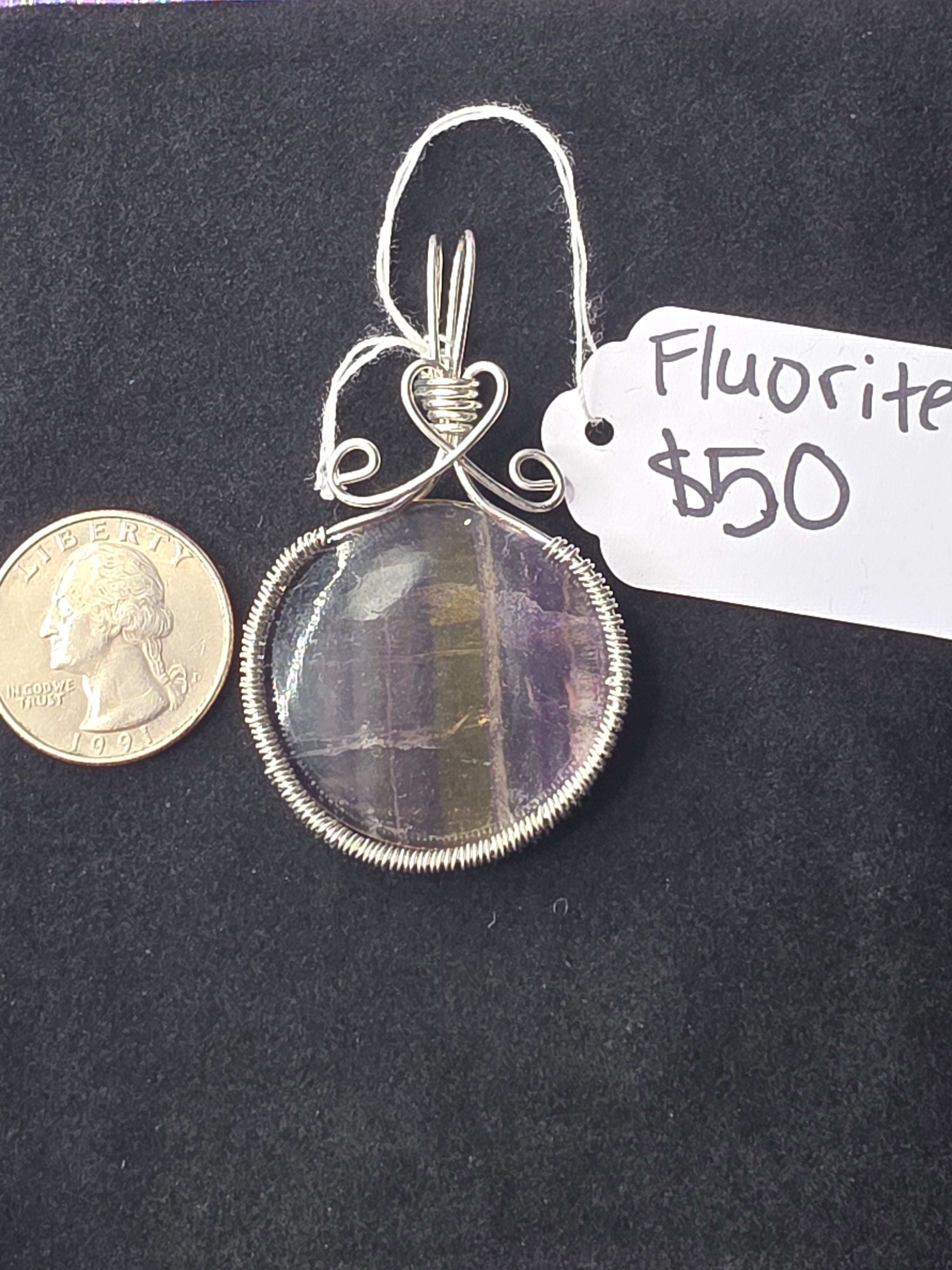 Rainbow Fluorite Round Pendant