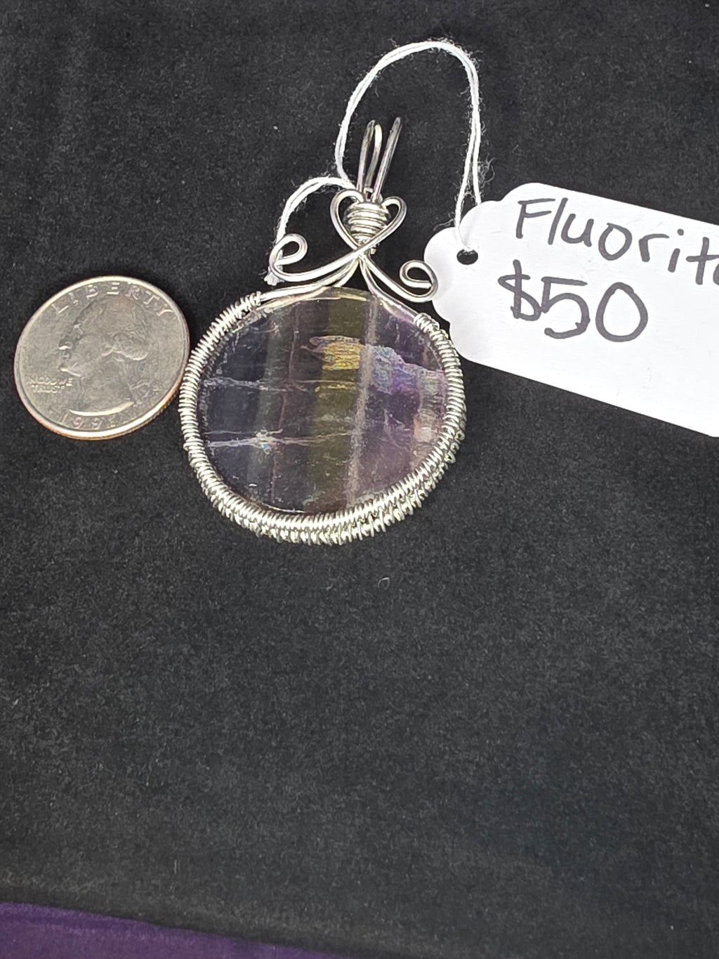 Rainbow Fluorite Round Pendant