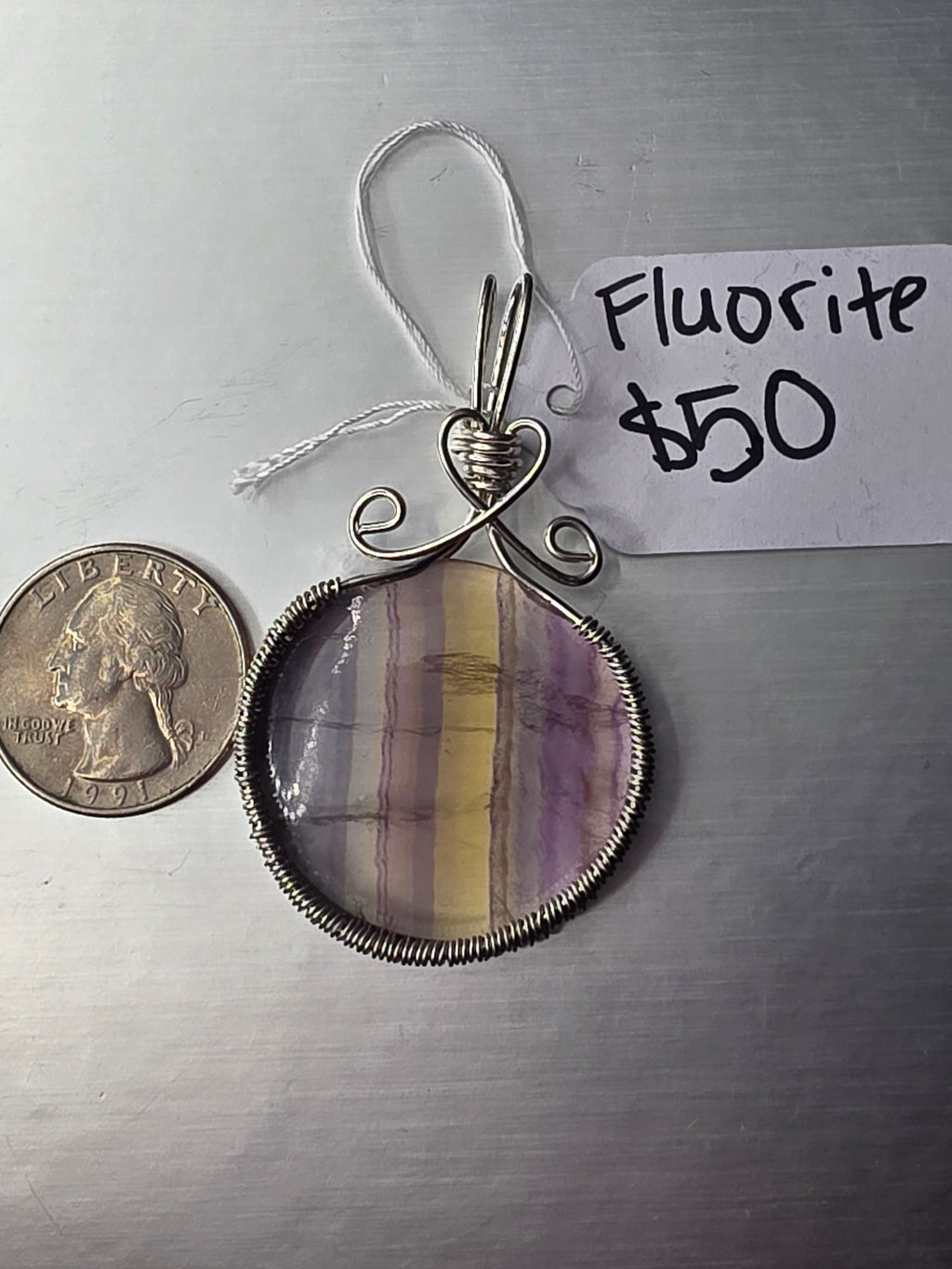 Rainbow Fluorite Round Pendant