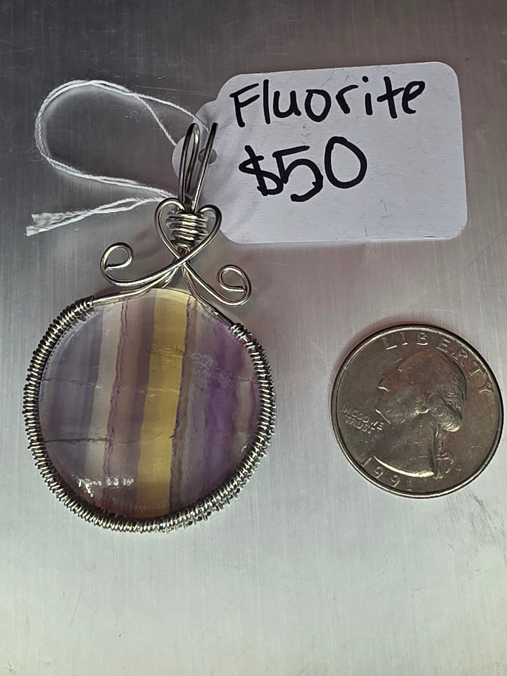 Rainbow Fluorite Round Pendant