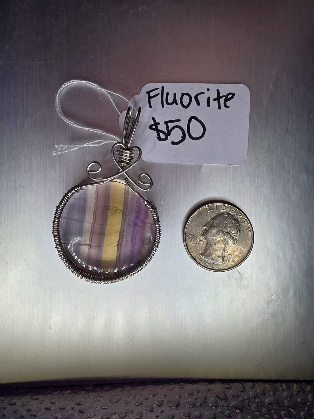 Rainbow Fluorite Round Pendant
