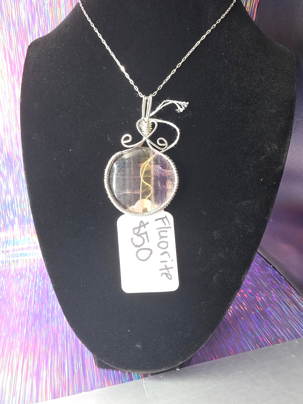 Rainbow Fluorite Round Pendant