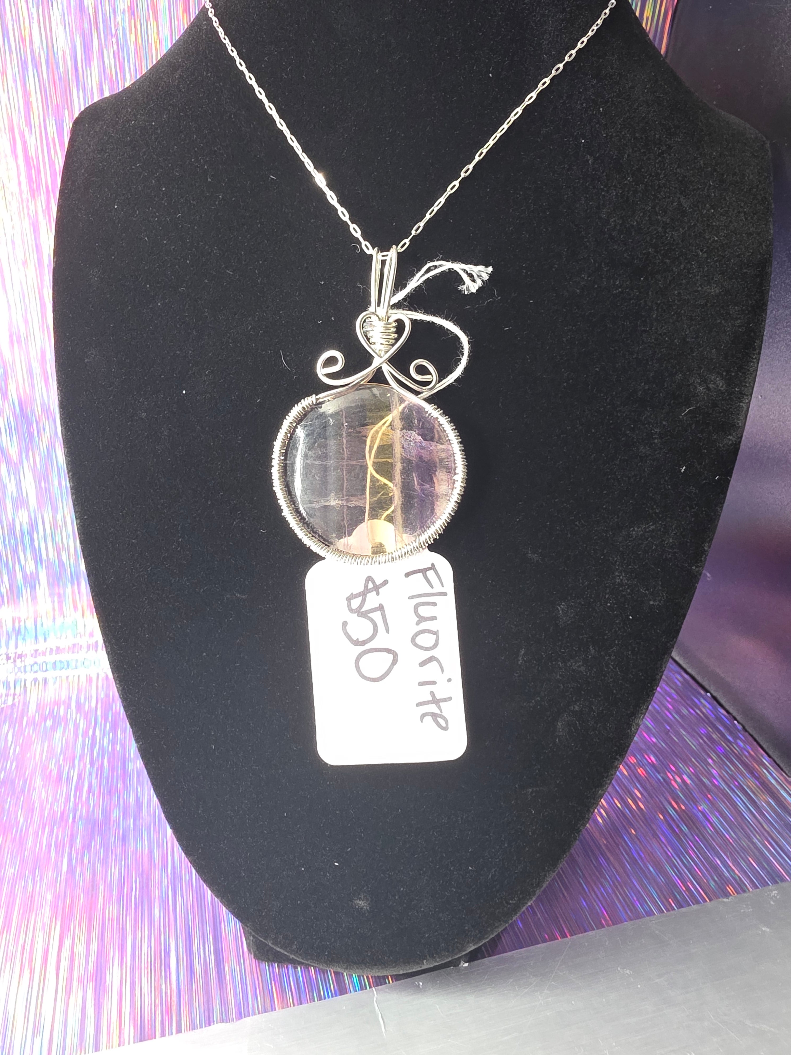 Rainbow Fluorite Round Pendant