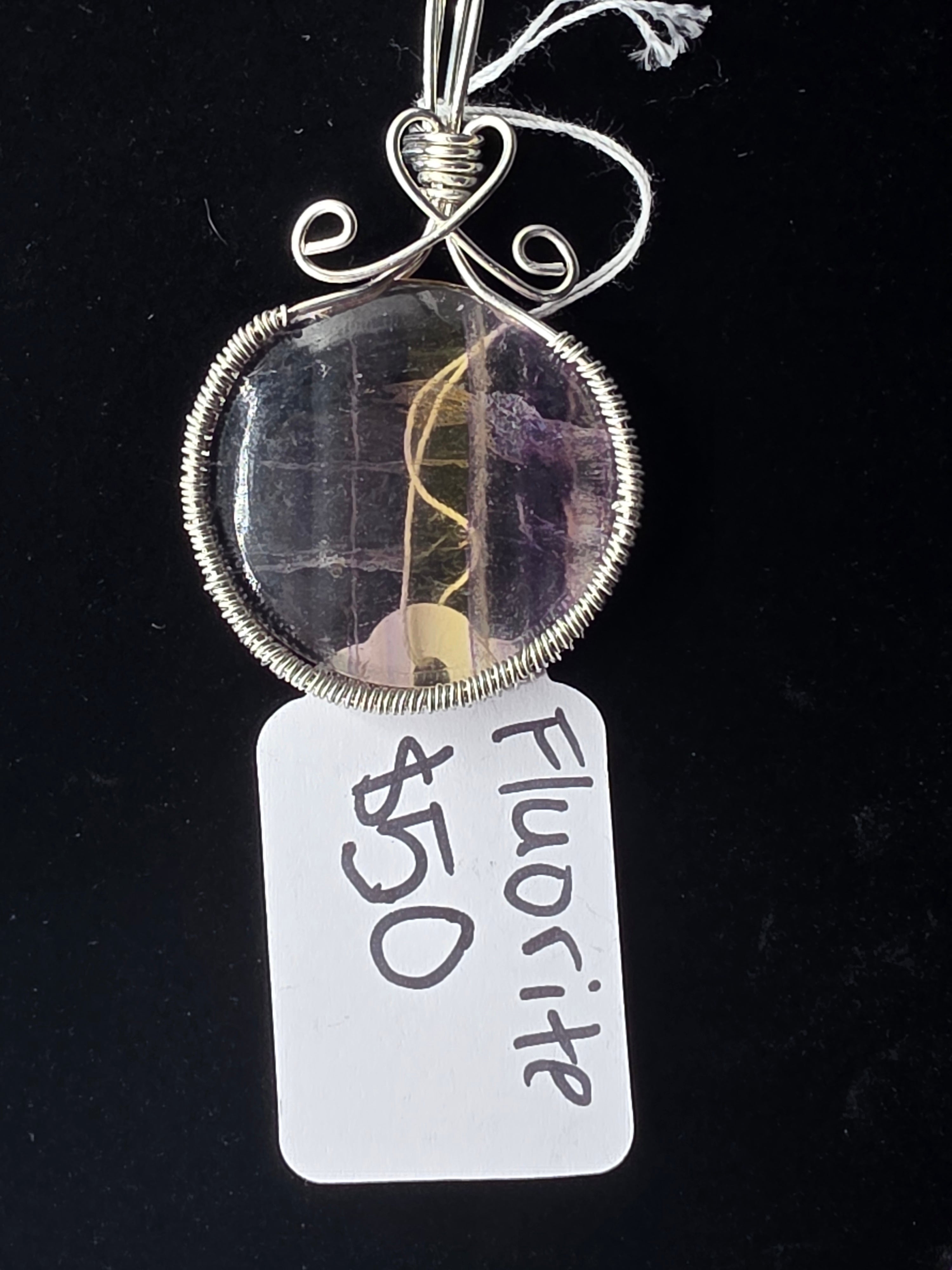 Rainbow Fluorite Round Pendant