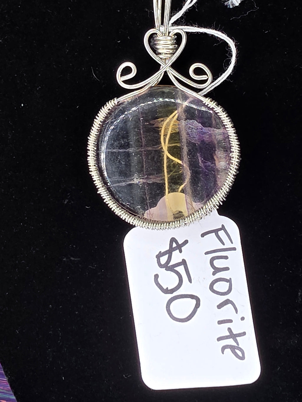 Rainbow Fluorite Round Pendant