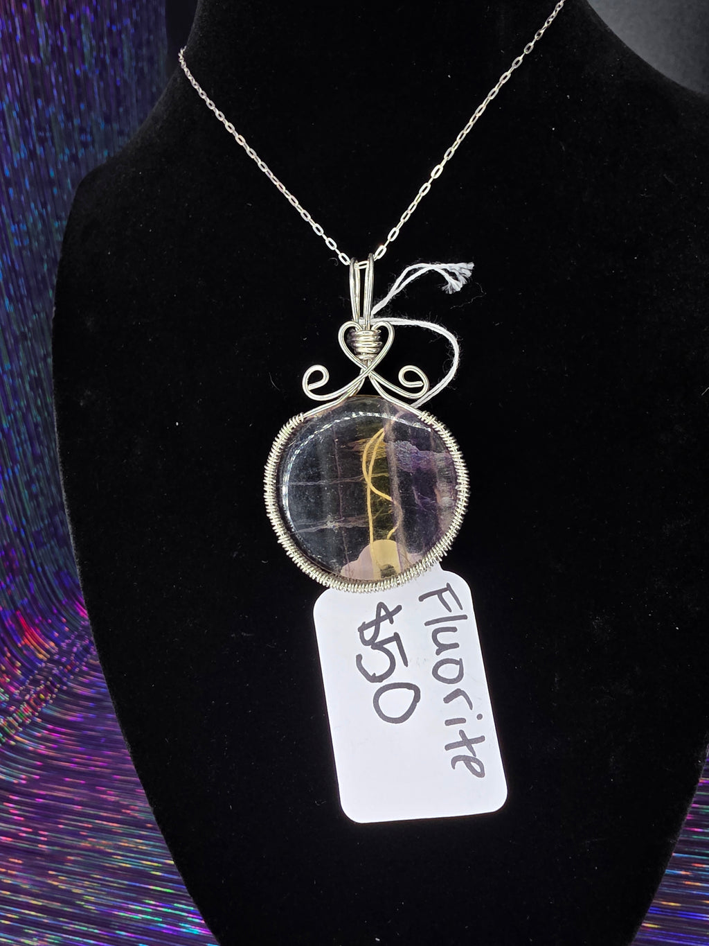 Rainbow Fluorite Round Pendant