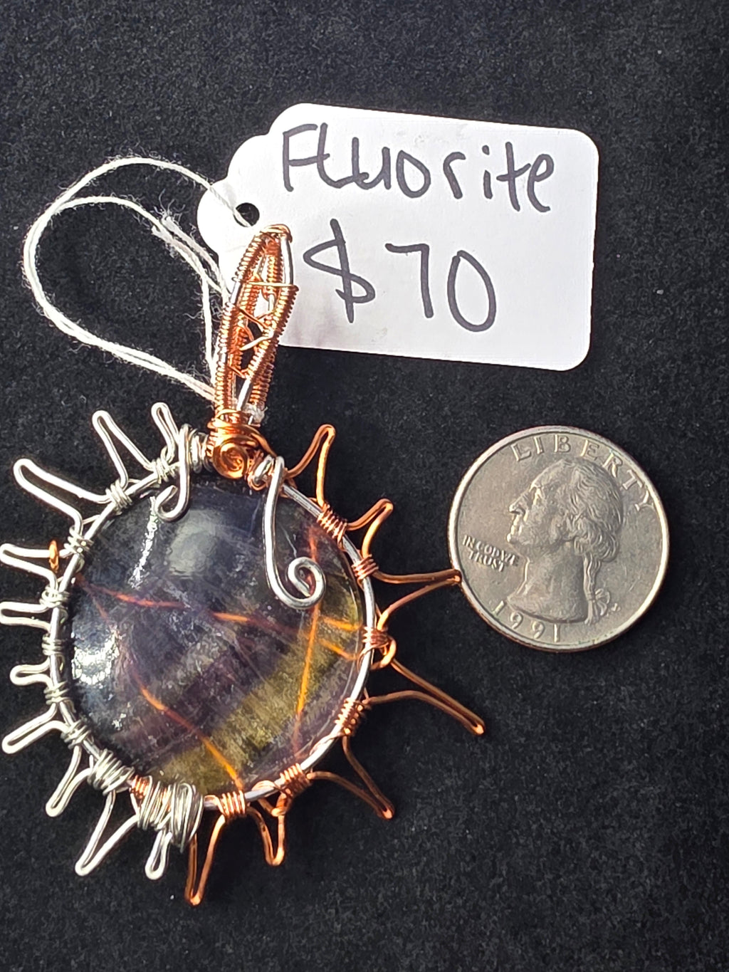 Rainbow Fluorite Sun Pendant