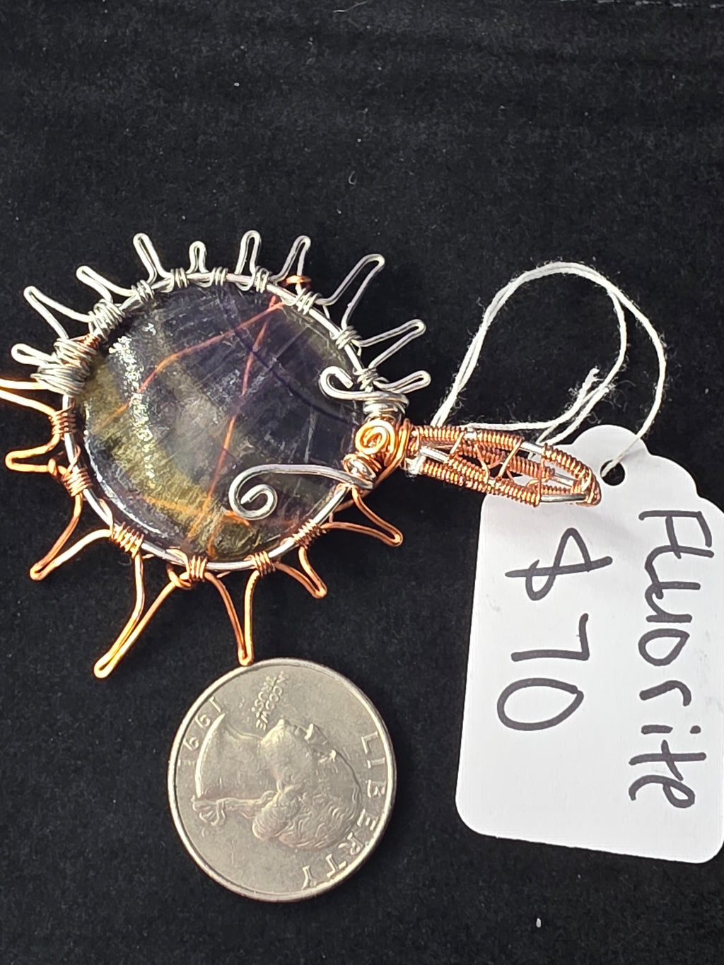 Rainbow Fluorite Sun Pendant