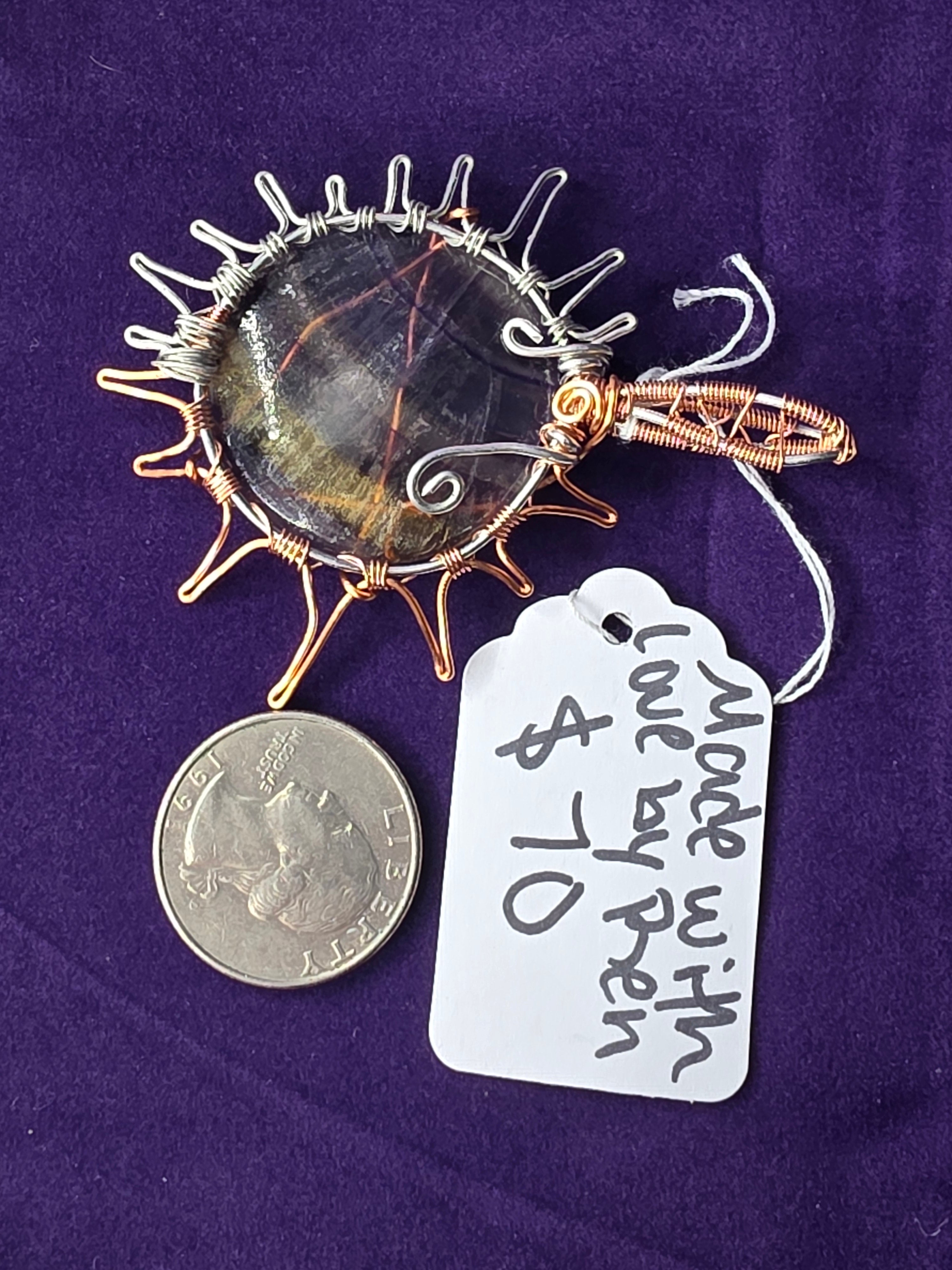 Rainbow Fluorite Sun Pendant