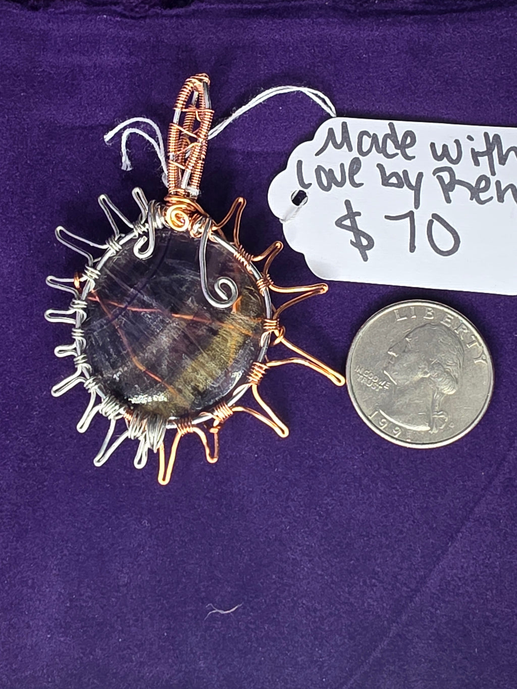 Rainbow Fluorite Sun Pendant