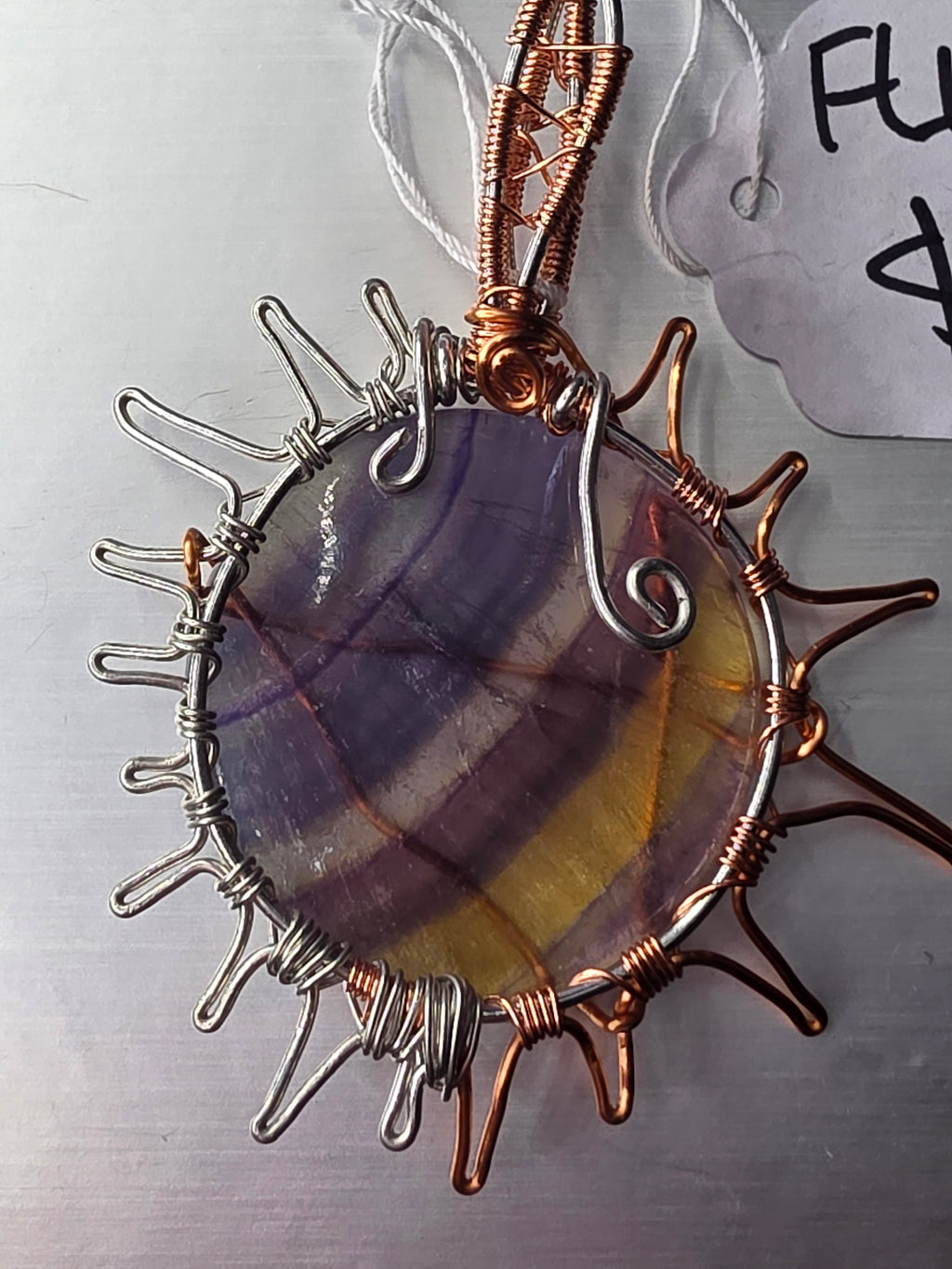 Rainbow Fluorite Sun Pendant