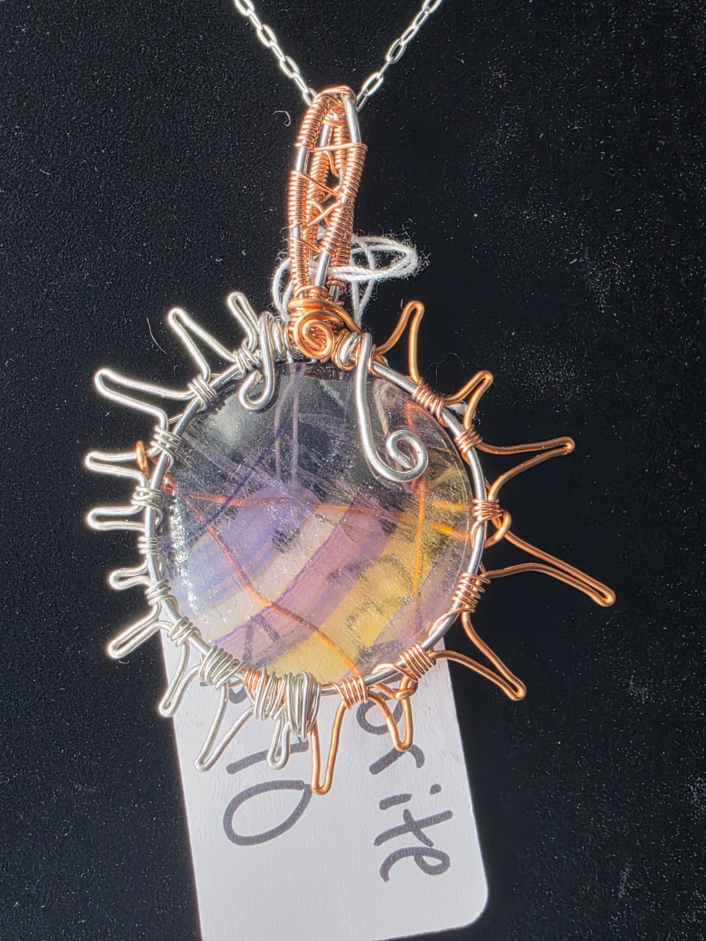 Rainbow Fluorite Sun Pendant