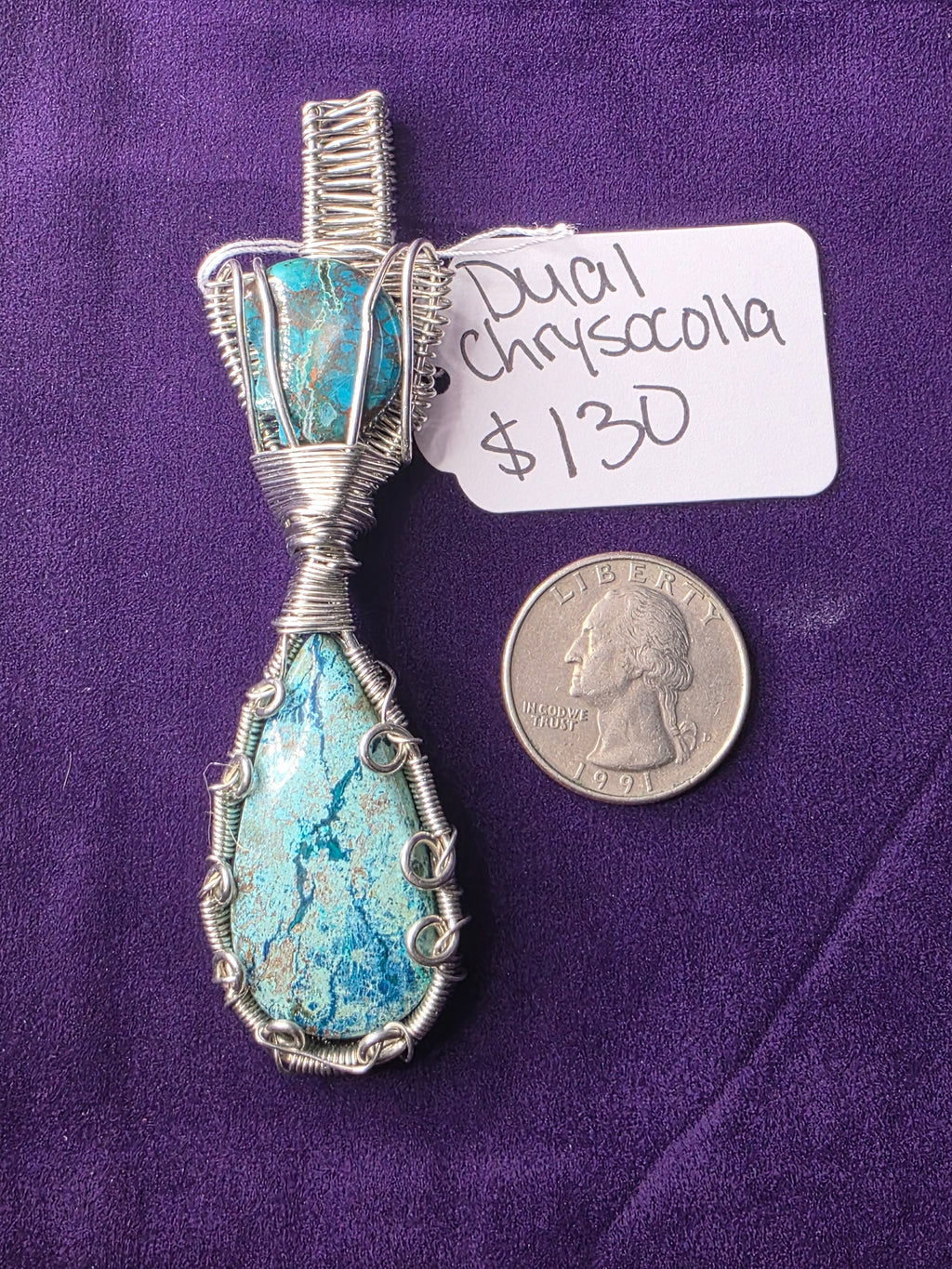Dual Chrysocolla/Shattuckite Pendant