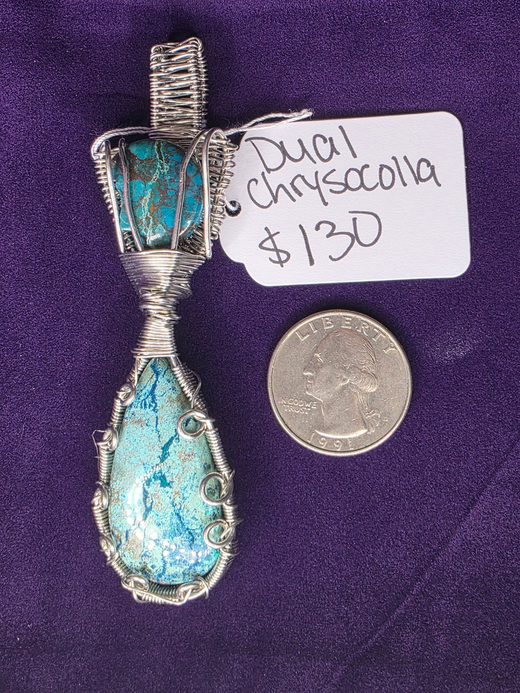 Dual Chrysocolla/Shattuckite Pendant