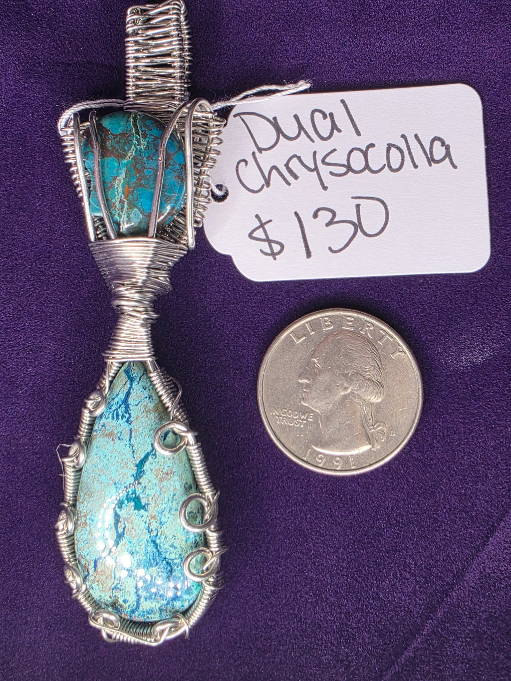Dual Chrysocolla/Shattuckite Pendant