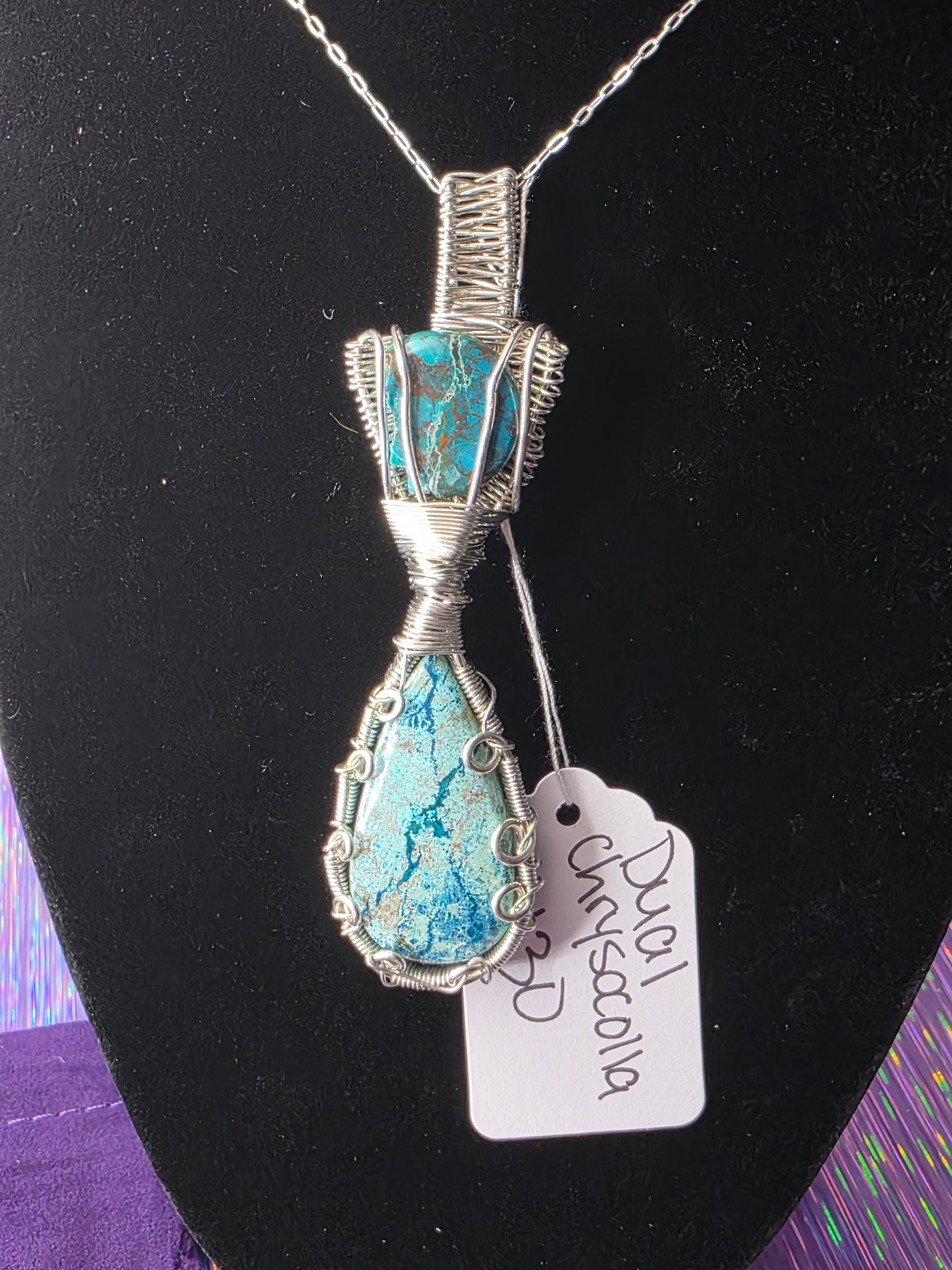 Dual Chrysocolla/Shattuckite Pendant