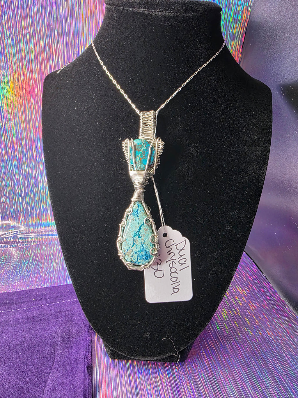 Dual Chrysocolla/Shattuckite Pendant