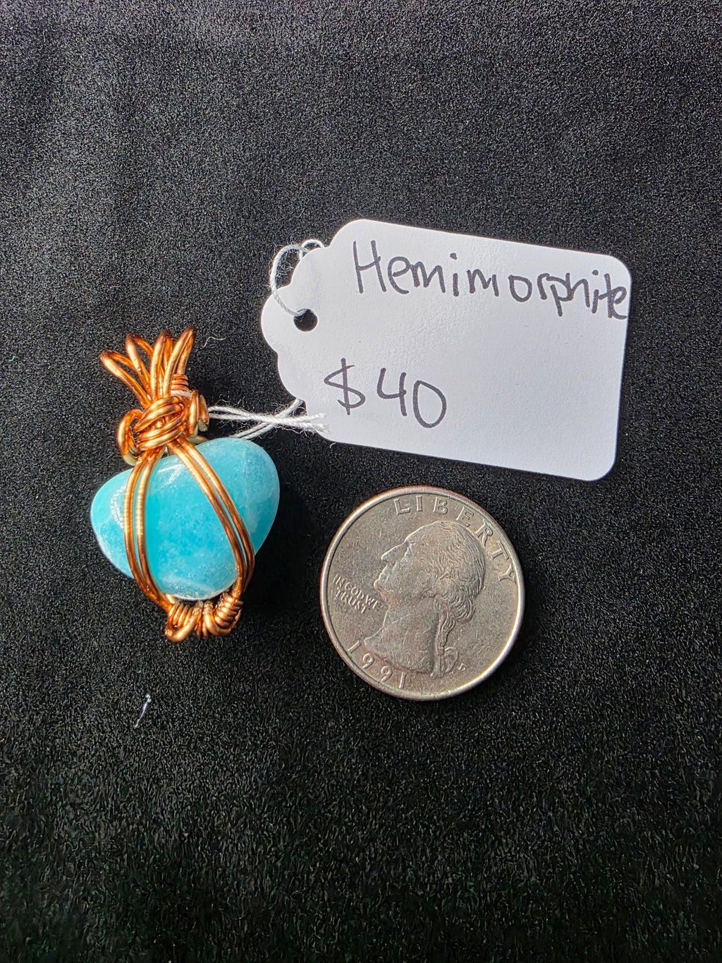 Mini Hemimorphite Heart Pendant