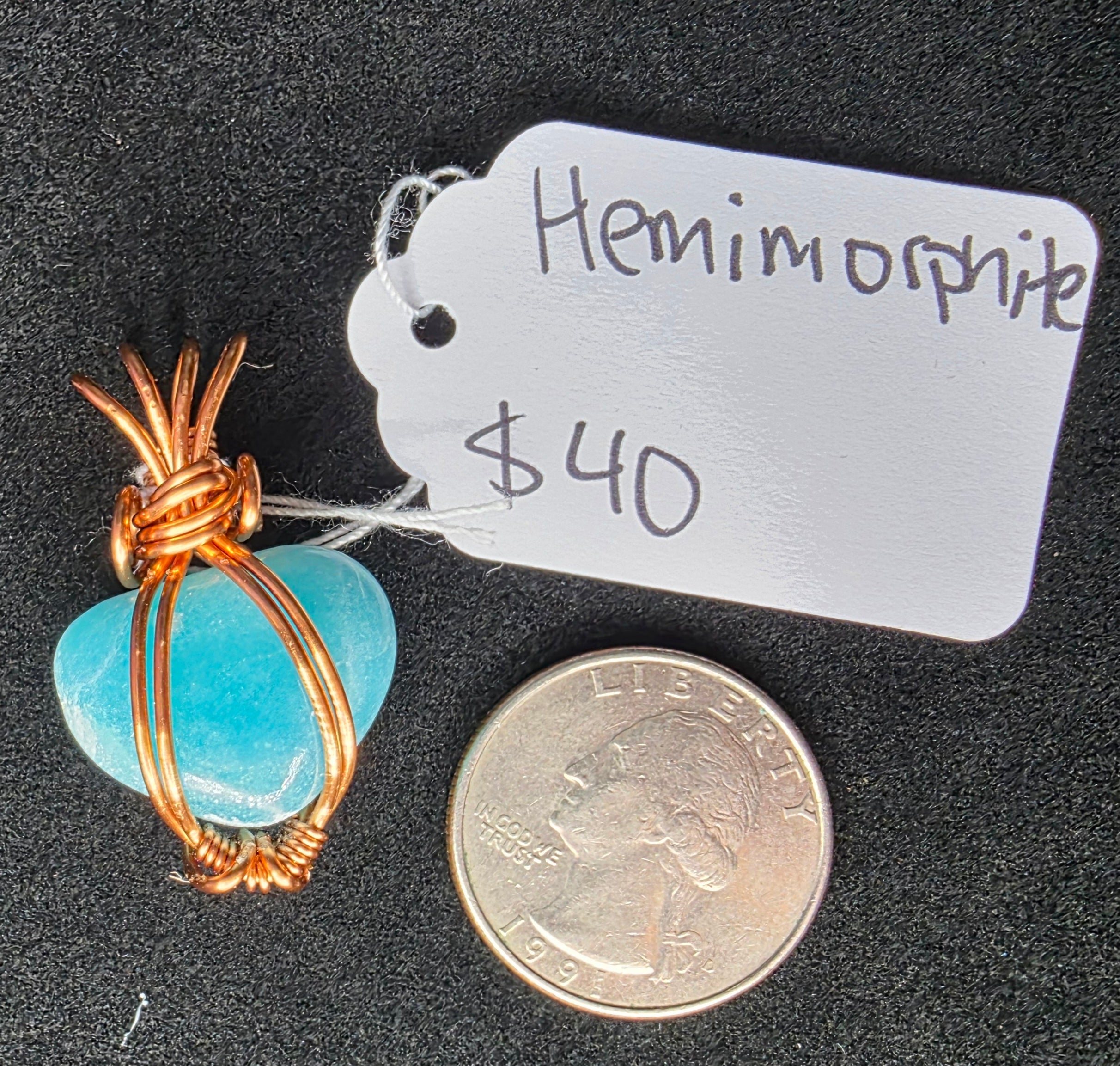 Mini Hemimorphite Heart Pendant