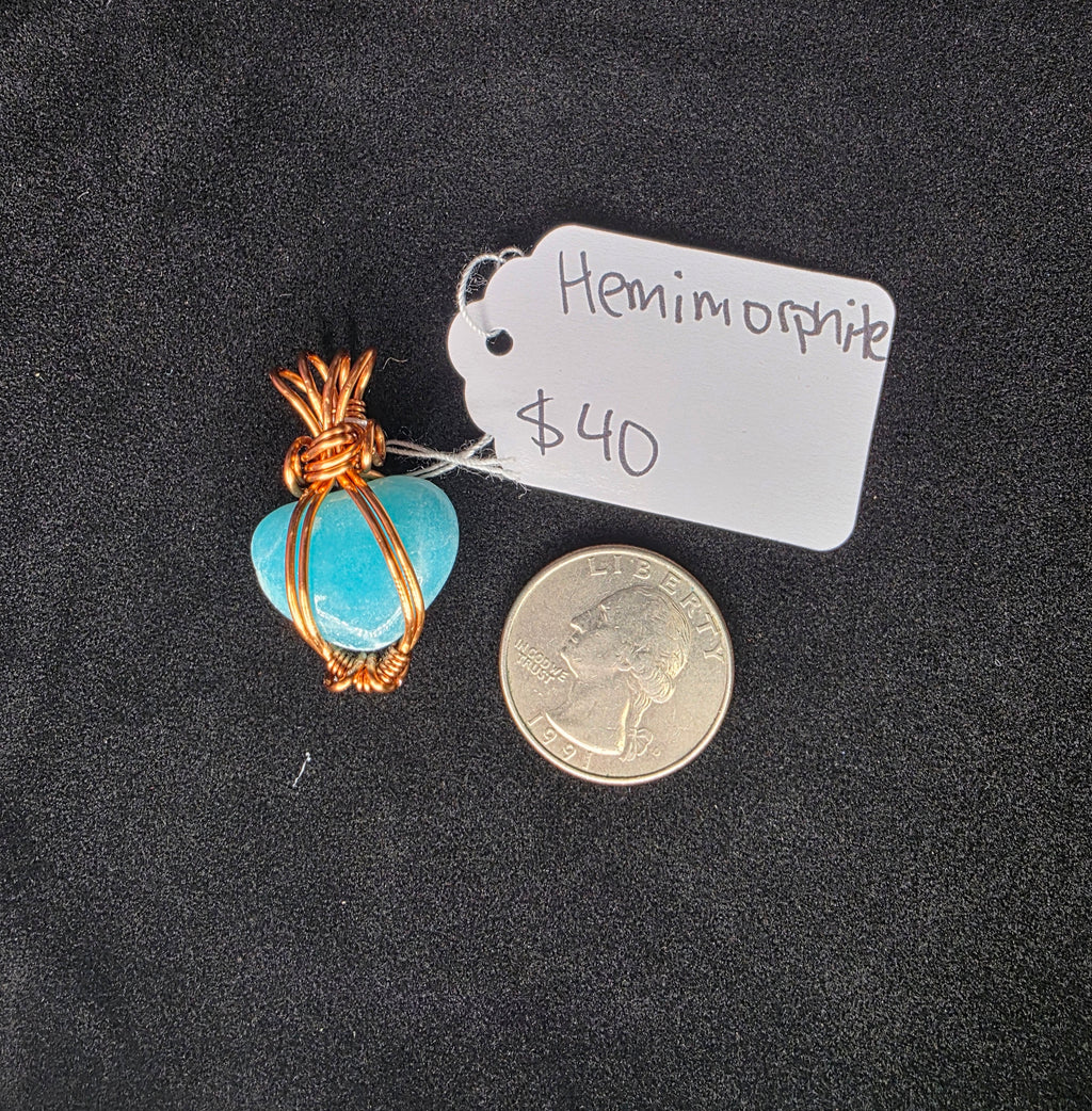 Mini Hemimorphite Heart Pendant