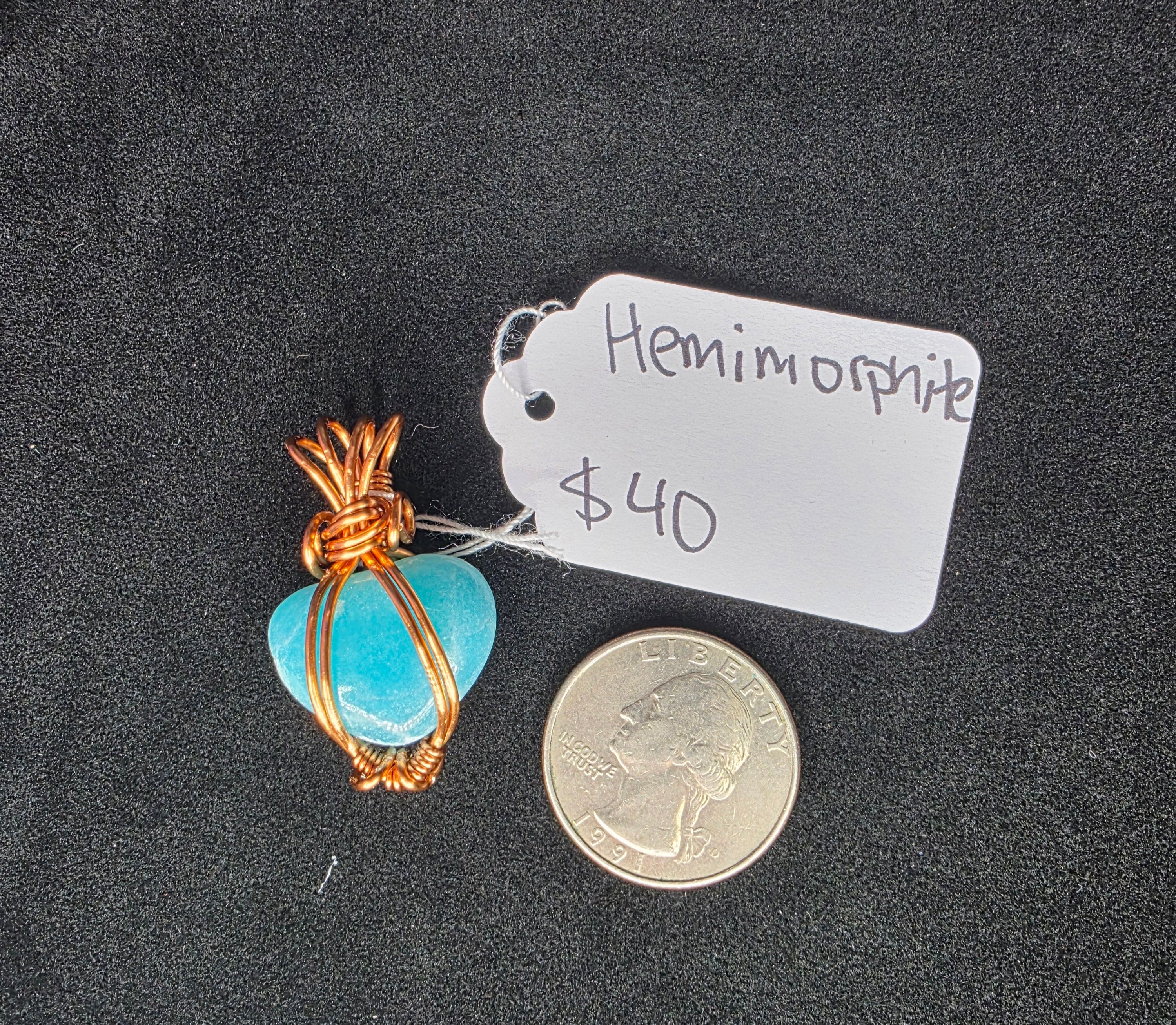 Mini Hemimorphite Heart Pendant