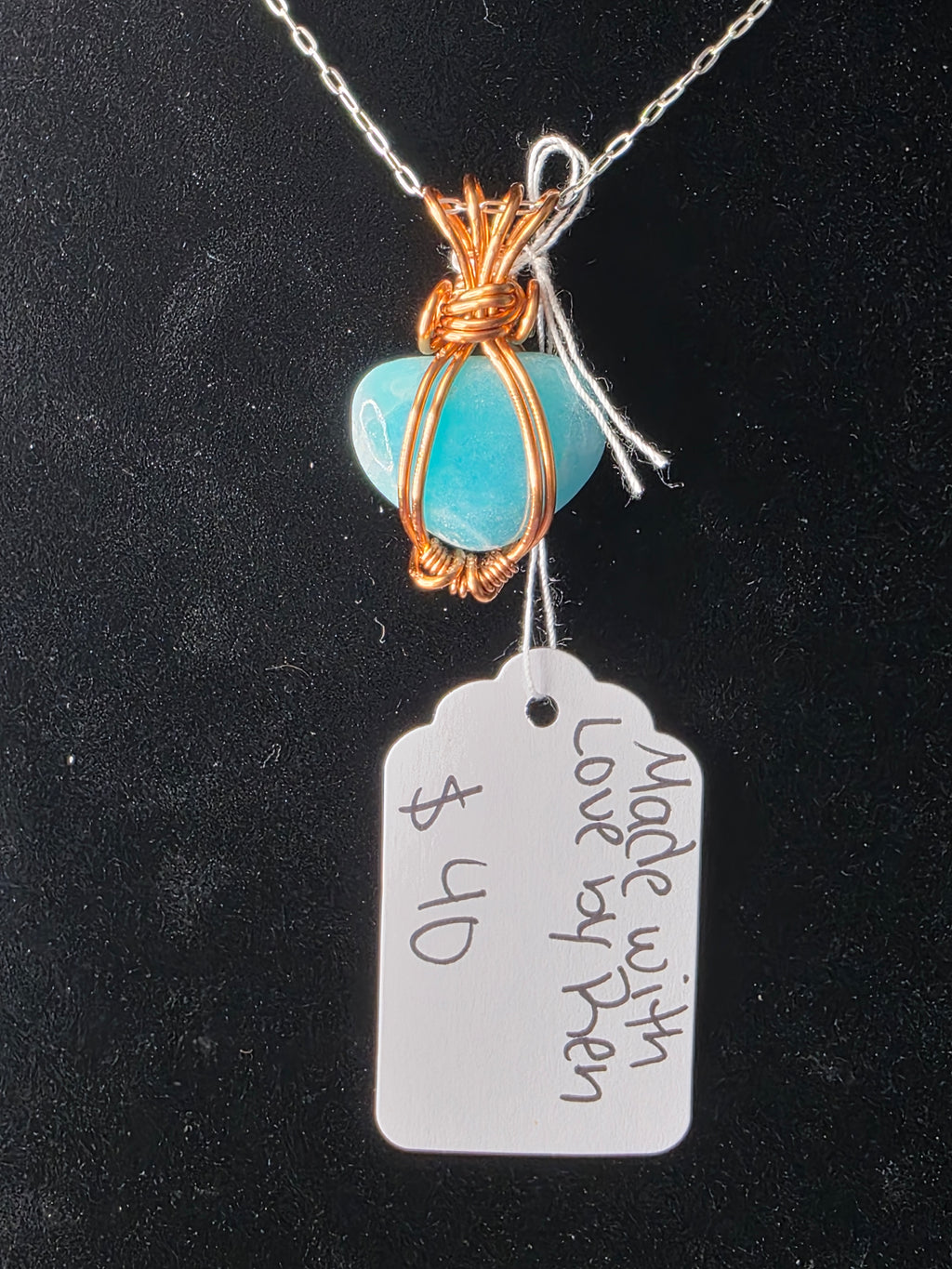Mini Hemimorphite Heart Pendant