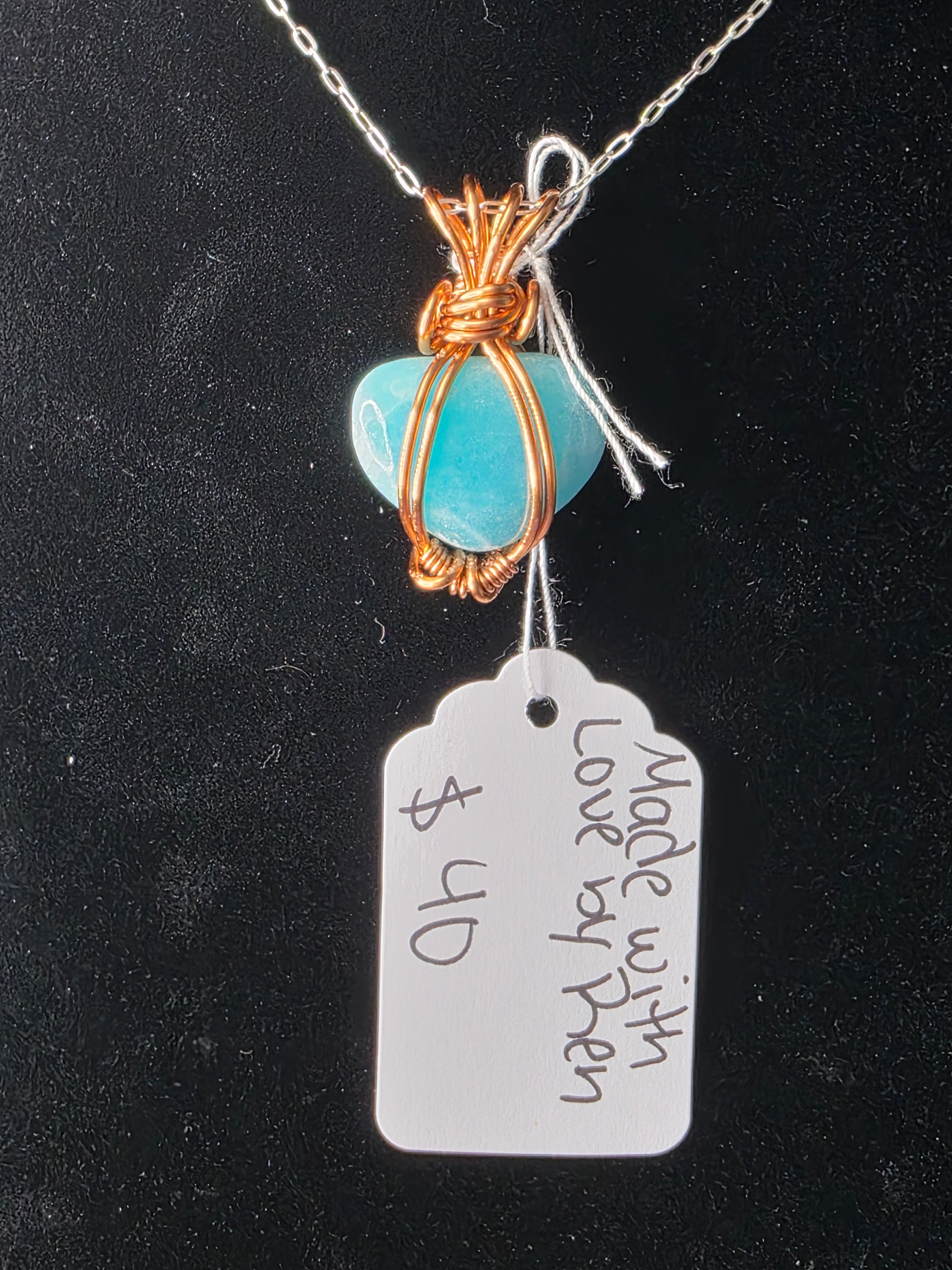 Mini Hemimorphite Heart Pendant