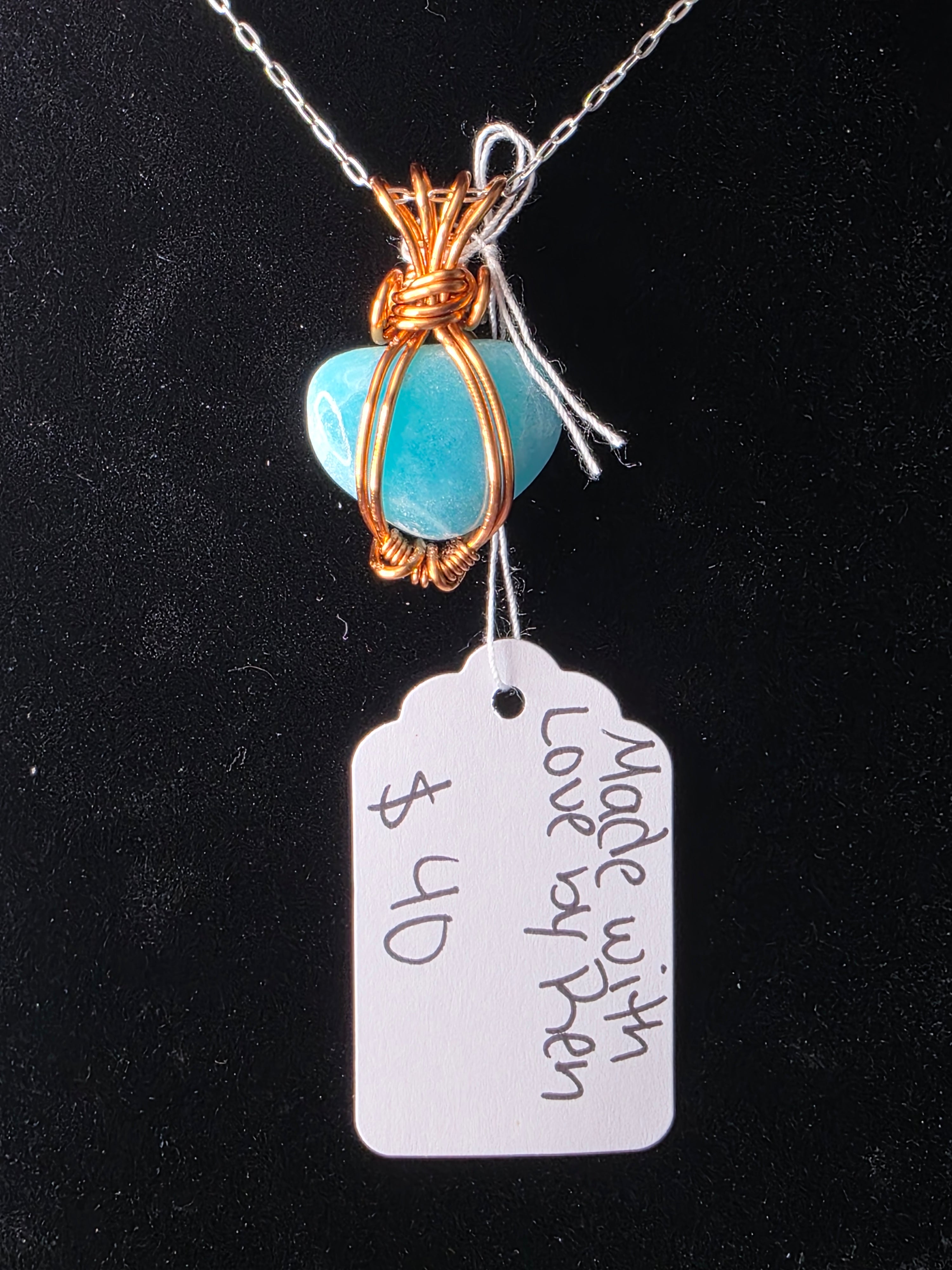 Mini Hemimorphite Heart Pendant