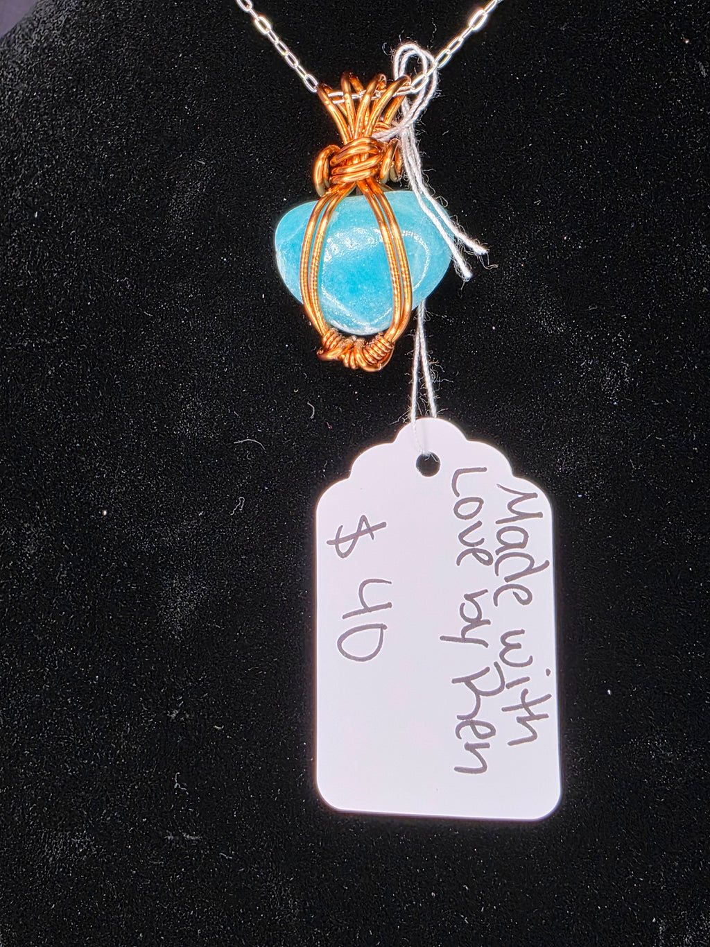 Mini Hemimorphite Heart Pendant