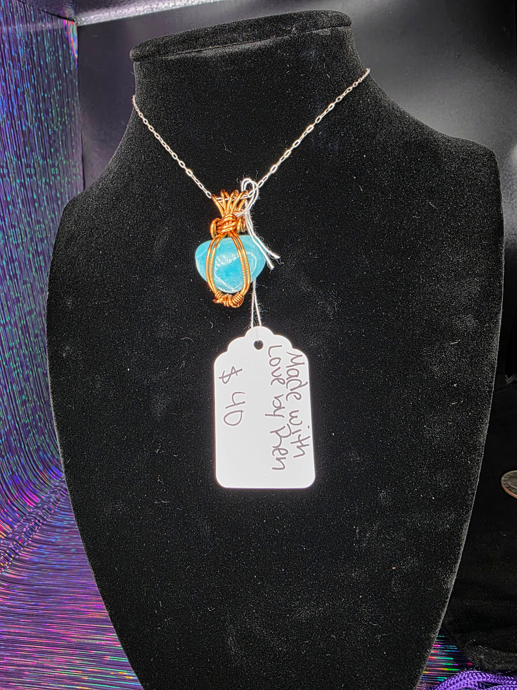 Mini Hemimorphite Heart Pendant
