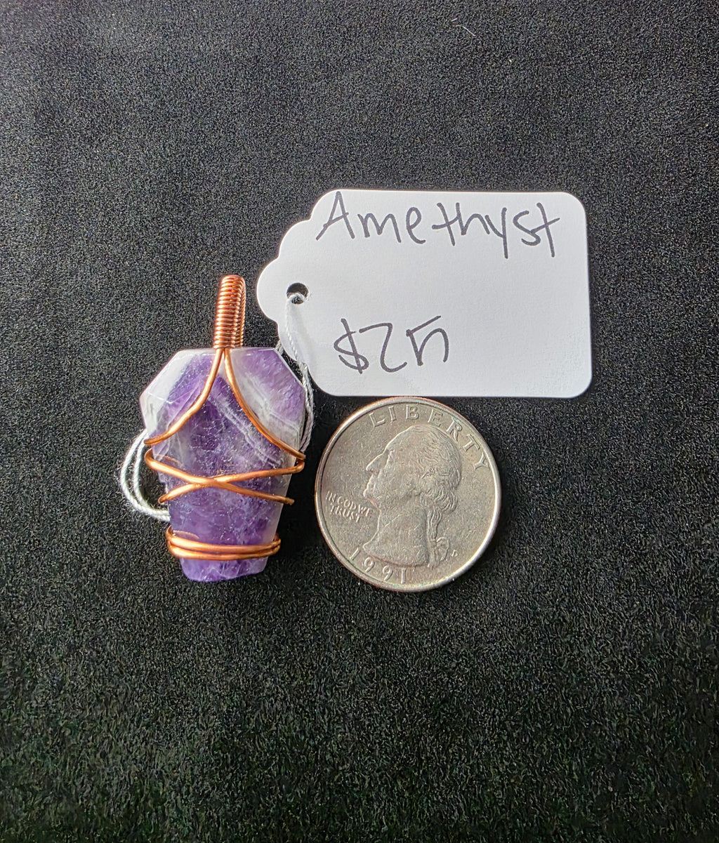 Chevron Amethyst Coffin Pendant