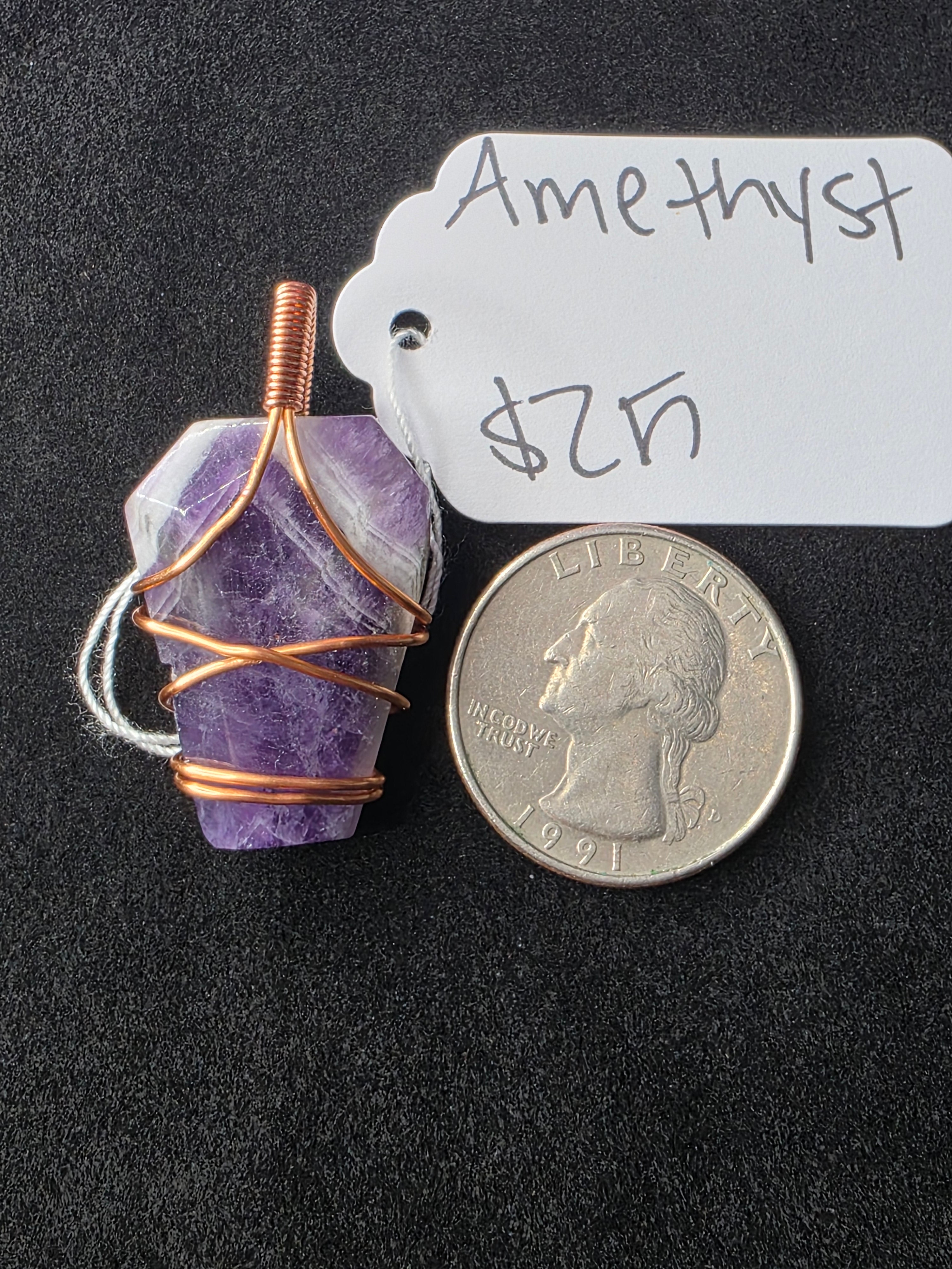 Chevron Amethyst Coffin Pendant