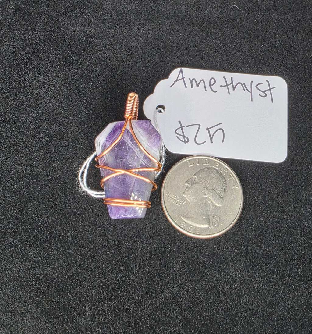 Chevron Amethyst Coffin Pendant
