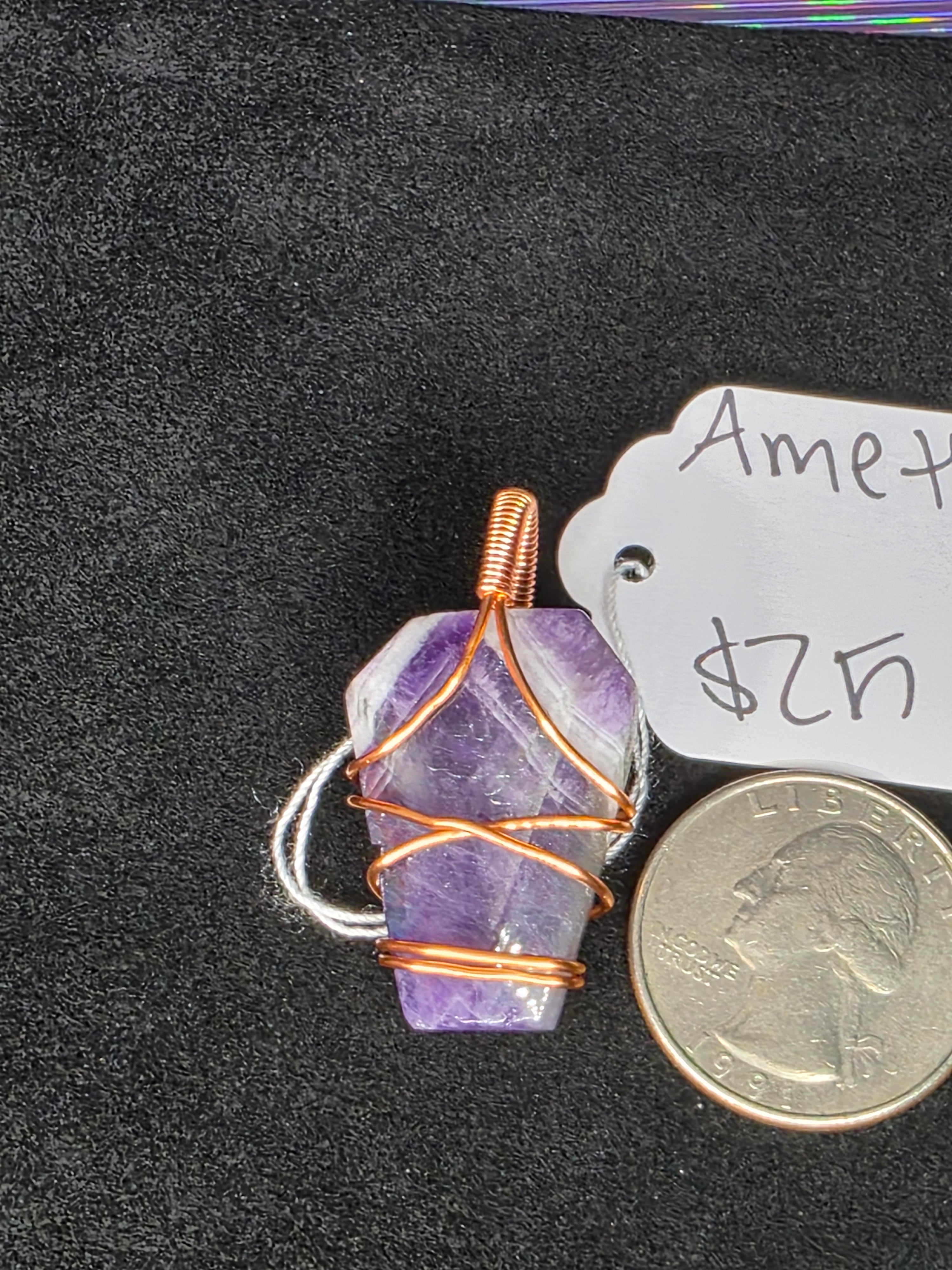 Chevron Amethyst Coffin Pendant