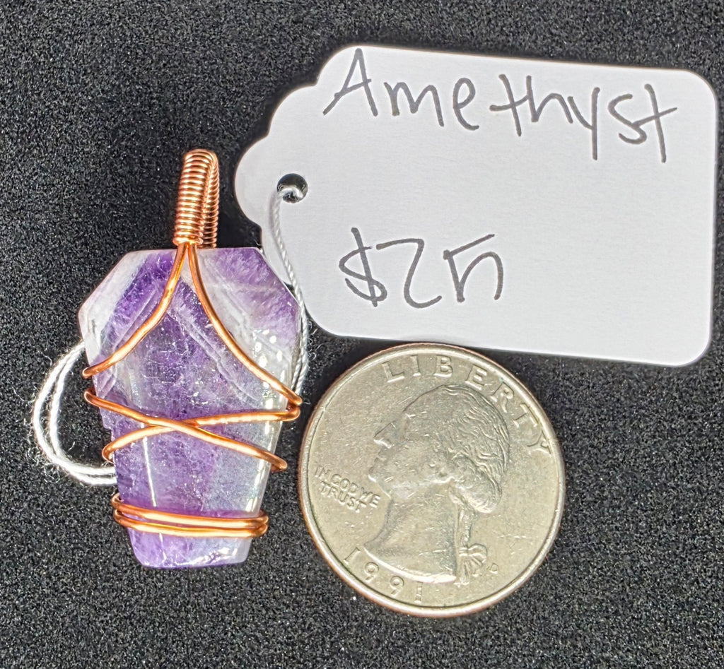 Chevron Amethyst Coffin Pendant