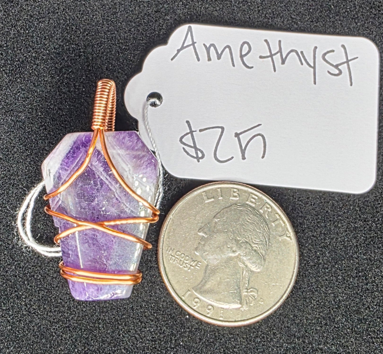 Chevron Amethyst Coffin Pendant