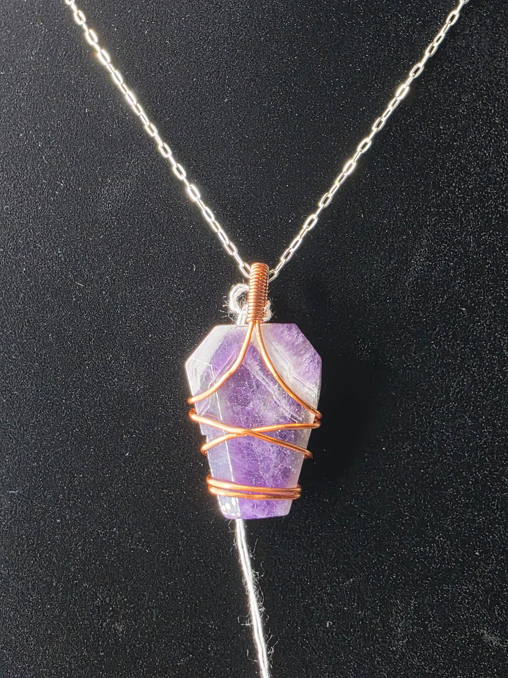 Chevron Amethyst Coffin Pendant