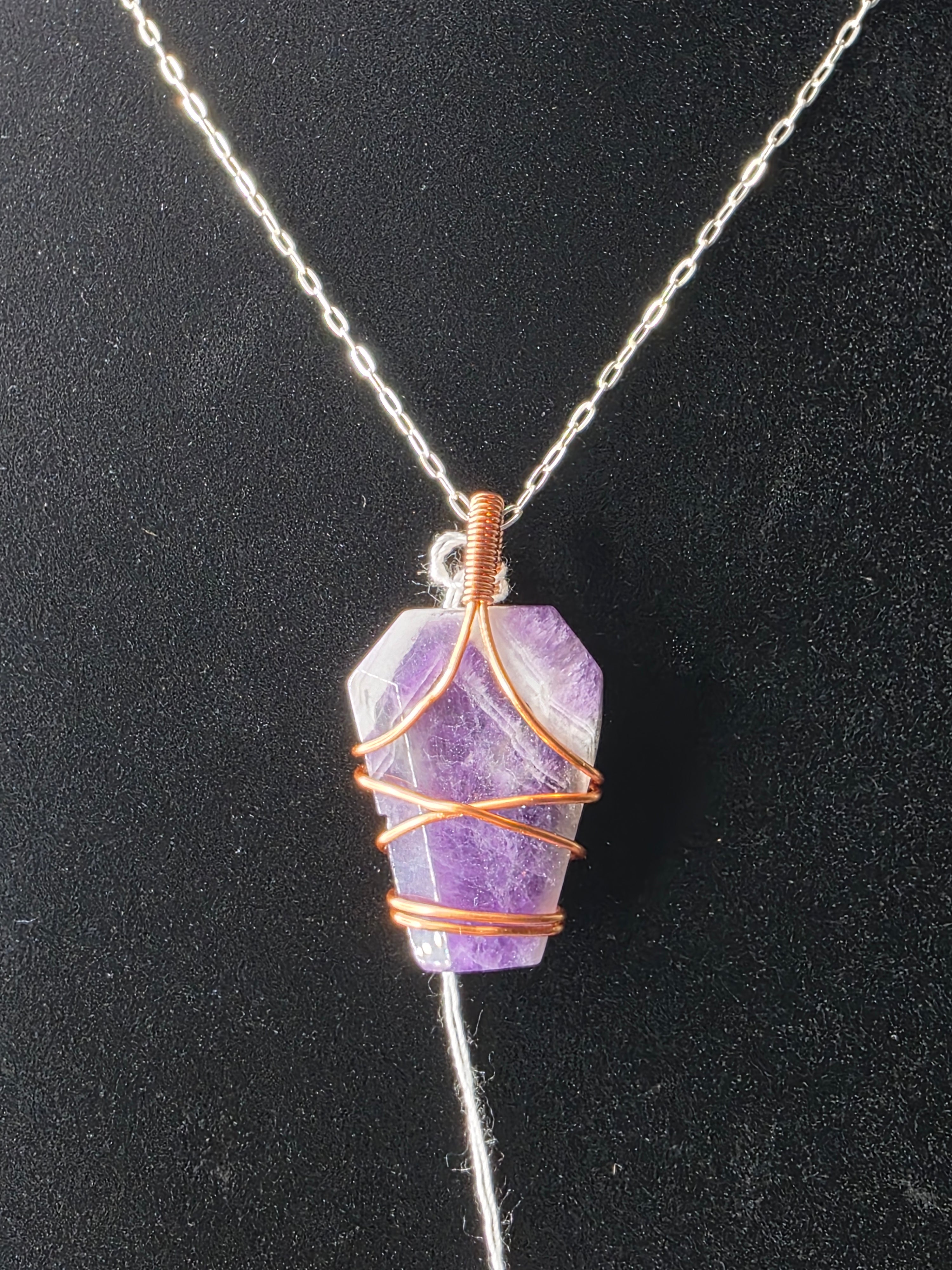 Chevron Amethyst Coffin Pendant