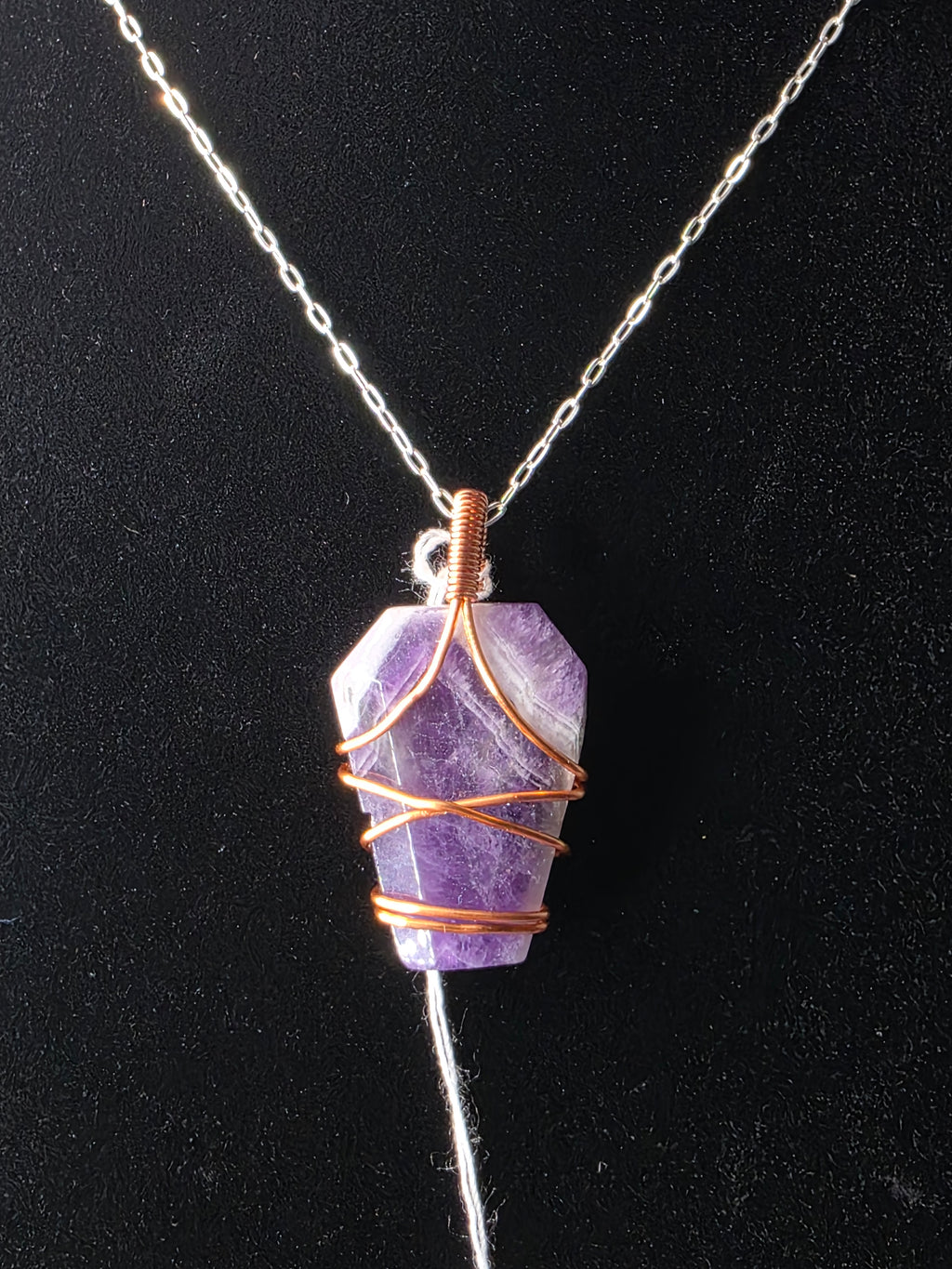 Chevron Amethyst Coffin Pendant