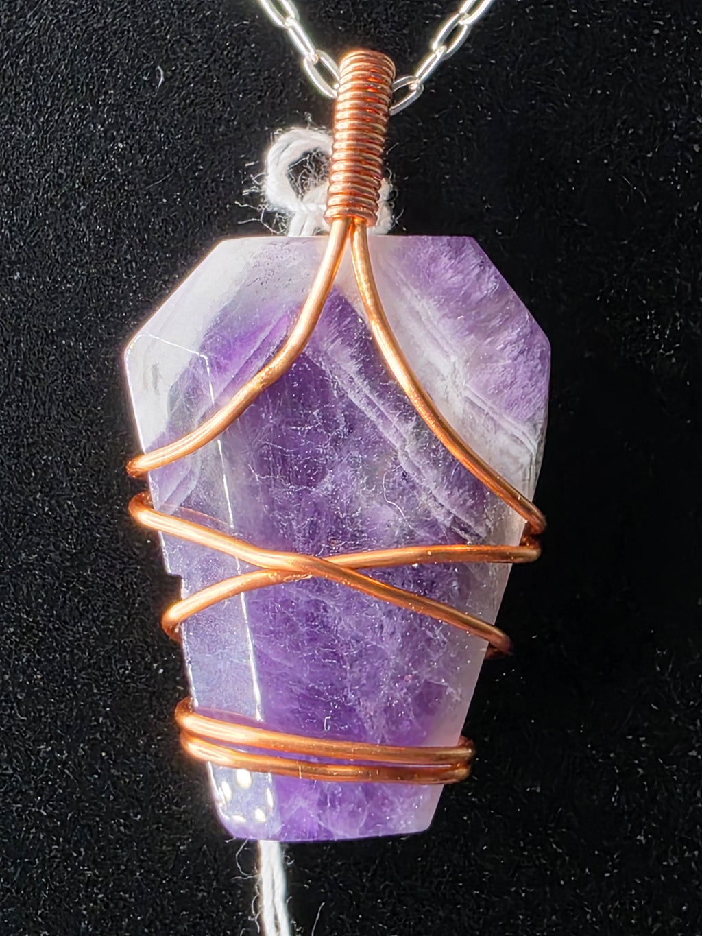 Chevron Amethyst Coffin Pendant