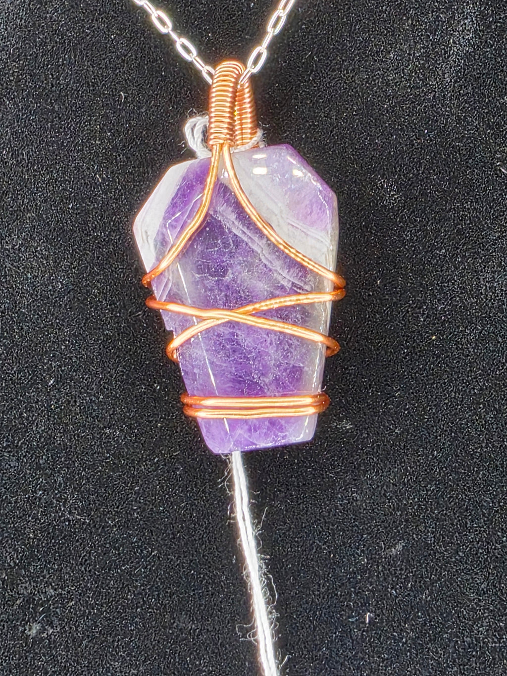 Chevron Amethyst Coffin Pendant