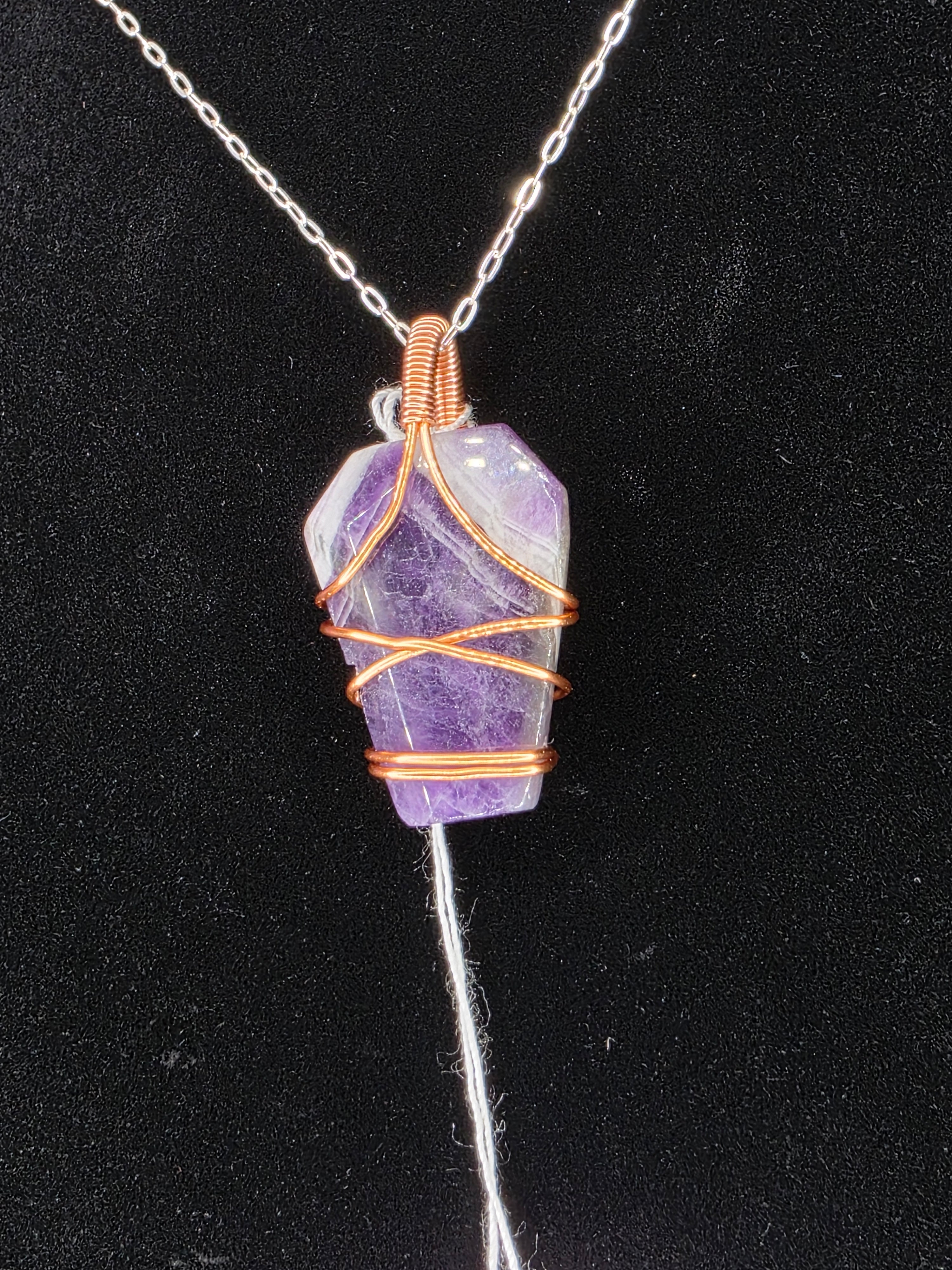 Chevron Amethyst Coffin Pendant