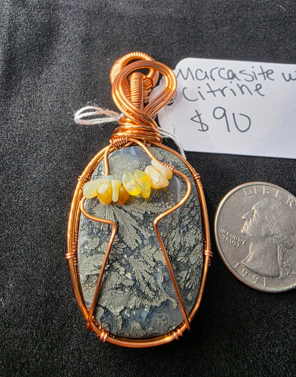 Marcasite & Citrine UFO Pendant