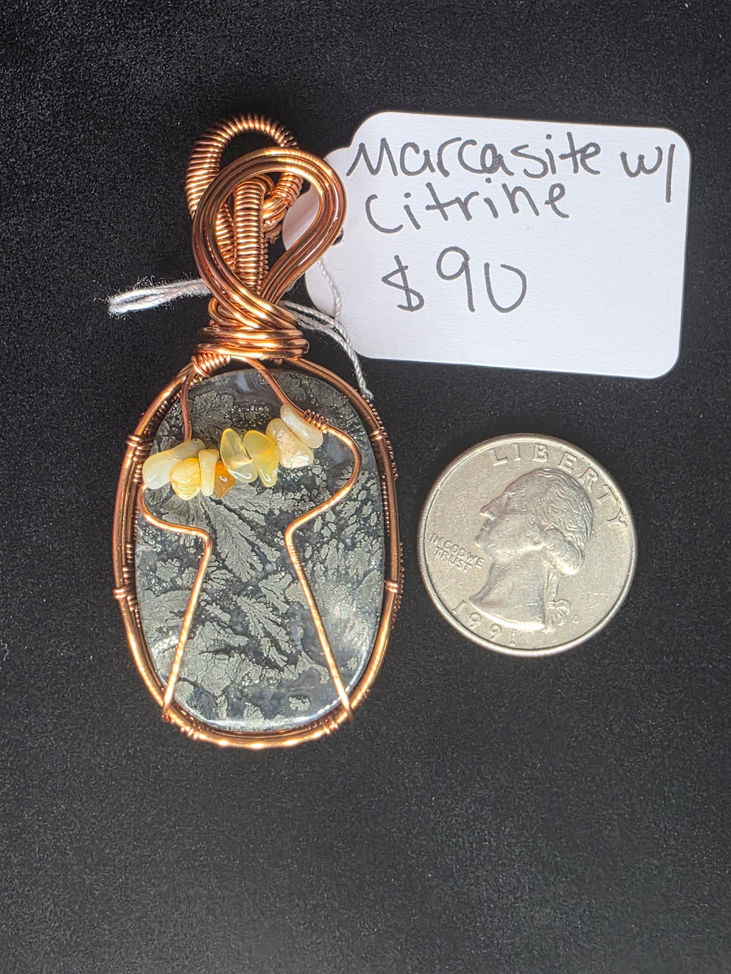 Marcasite & Citrine UFO Pendant